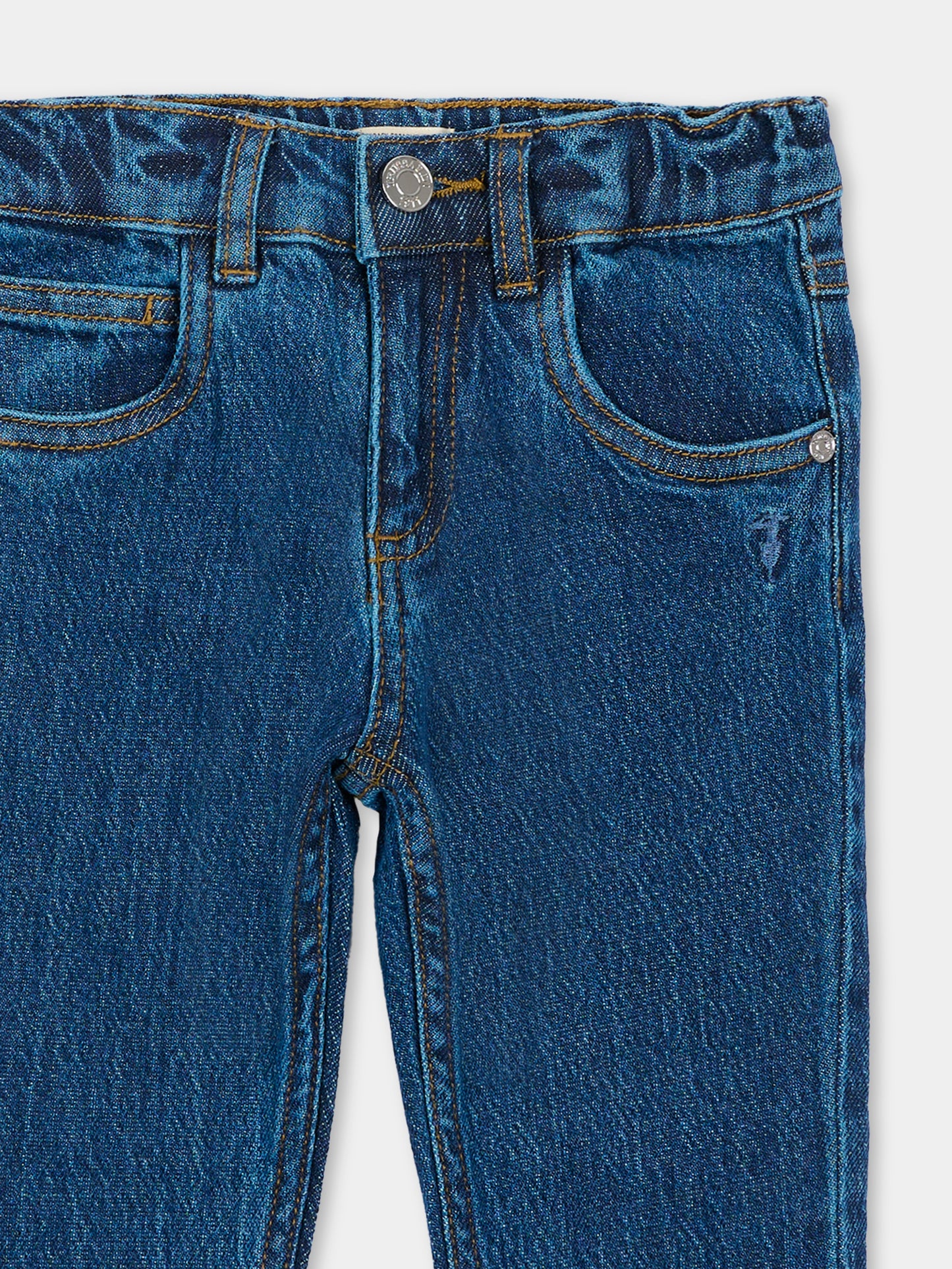 Jeans blu per neonato con logo,Trussardi Junior,TIA26057JE D.BLUE_MED DENIM BLUE MEDIUM