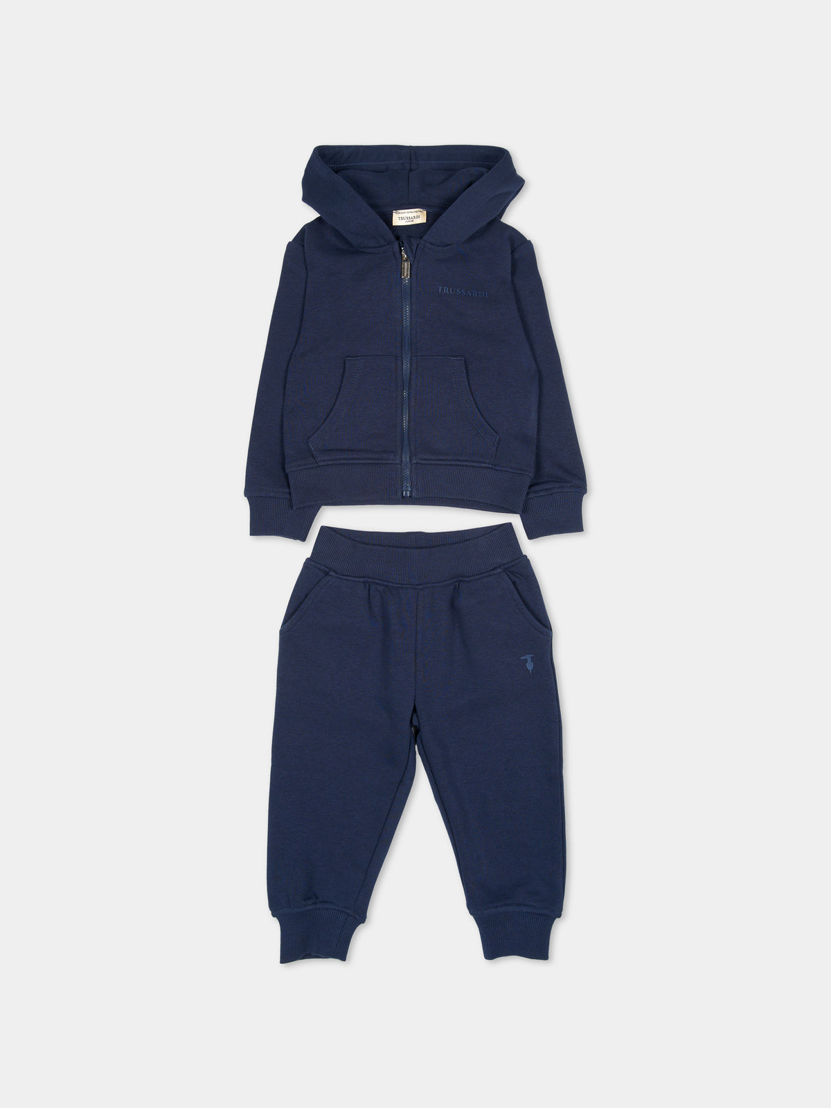 Completo sportivo lungo blu con logo per neonato,Trussardi Junior,TIA26015CF BLUE_N/B.N BLUE NAVAL