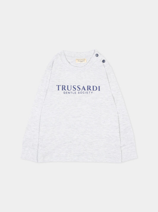 T-Shirt grigia per neonato con logo,Trussardi Junior,TIA26041TS GREY_LM/BN GREY LIGHT MELANGE