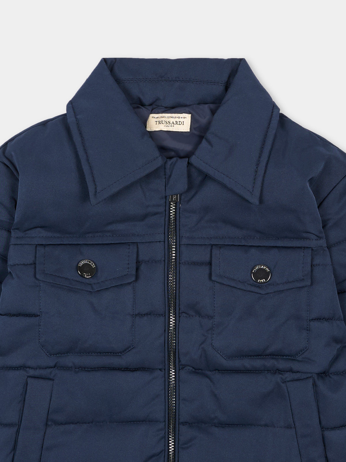 Piumino blu per neonato trapuntato,Trussardi Junior,TIA26043PI BLUE_NAVAL BLUE NAVAL