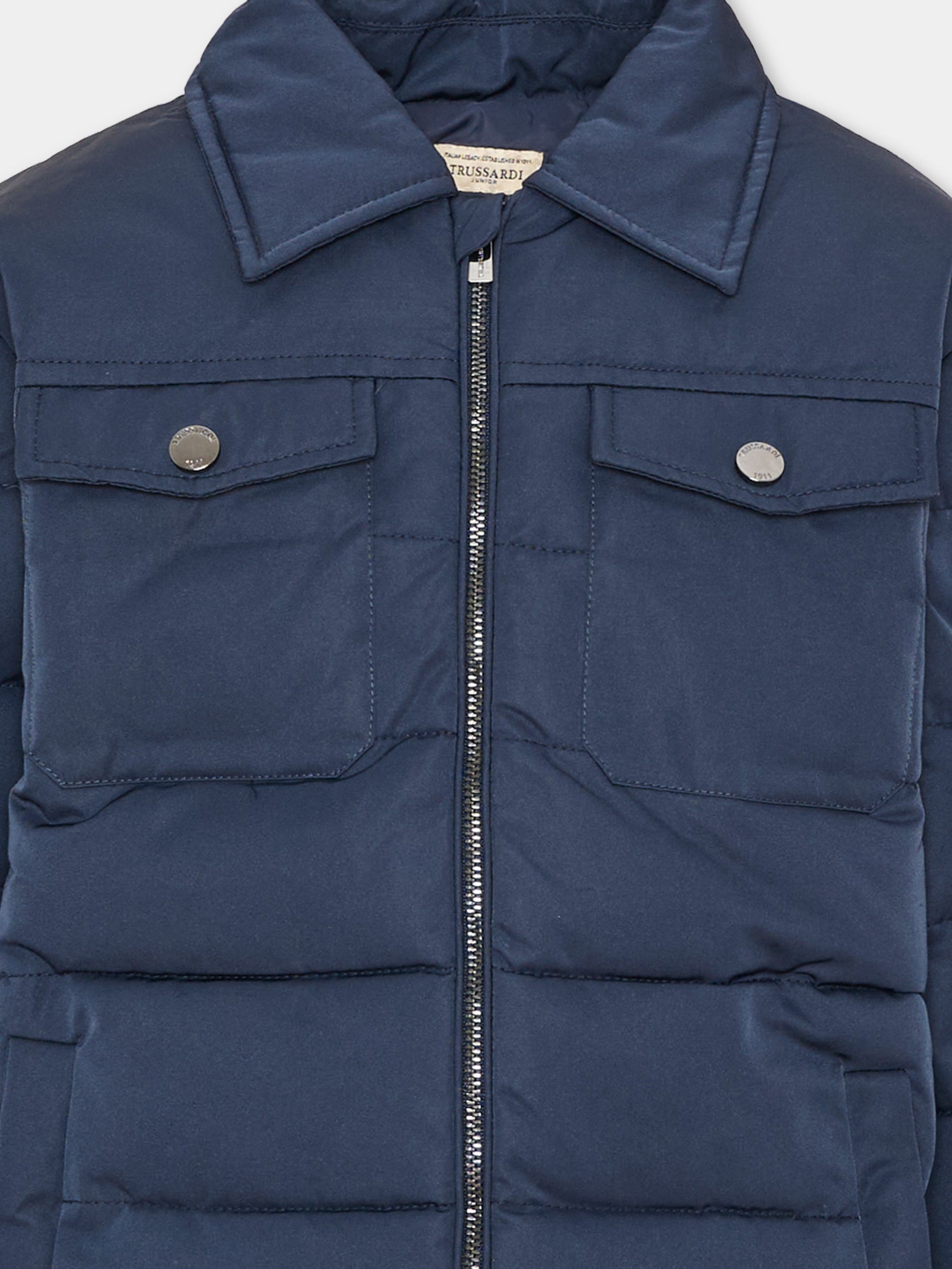 Piumino blu per bambino trapuntato,Trussardi Junior,TIA26043PI BLUE_NAVAL BLUE NAVAL