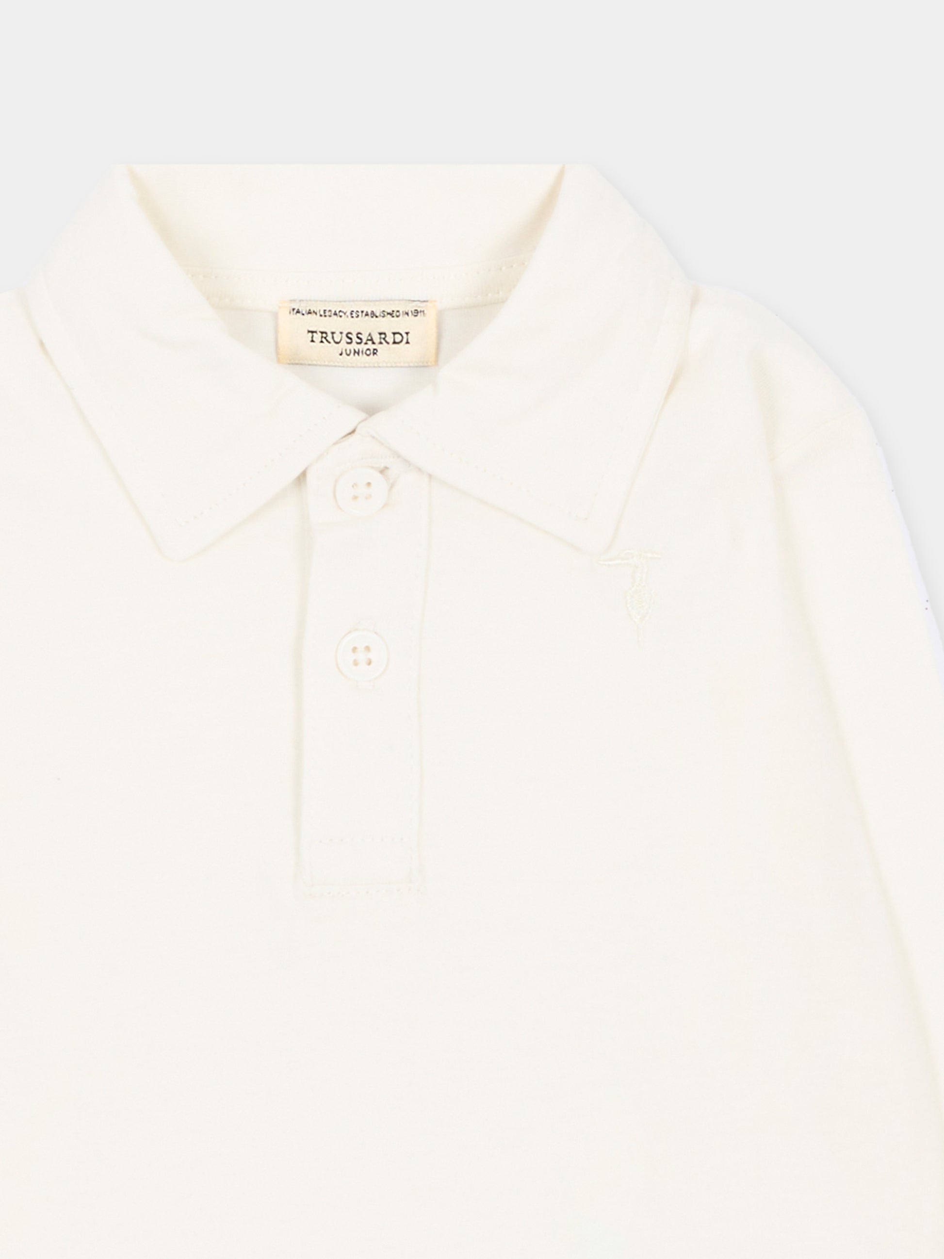 Polo a manica lunga avorio per neonato con ricamo,Trussardi Junior,TIA26018PO OFF-WHITE OFF-WHITE