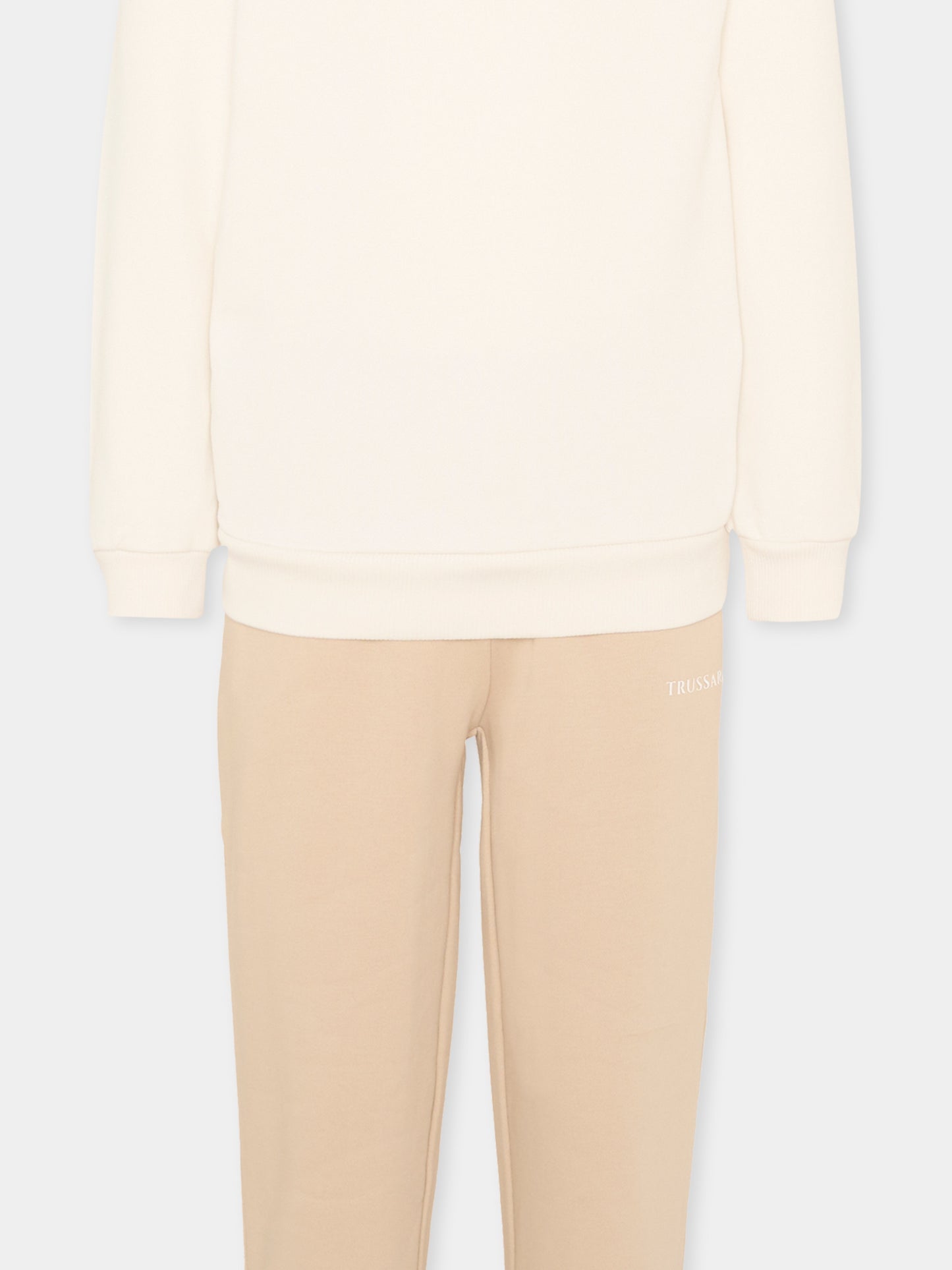 Completo sportivo beige per bambino con logo,Trussardi Junior,TIA26007CF O-WHT/KHAK OFF-WHITE