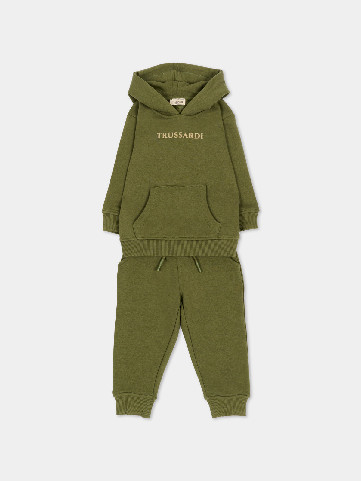 Completo sportivo lungo verde per neonato con logo,Trussardi Junior,TIA26102CF CYPRESS/CY CYPRESS