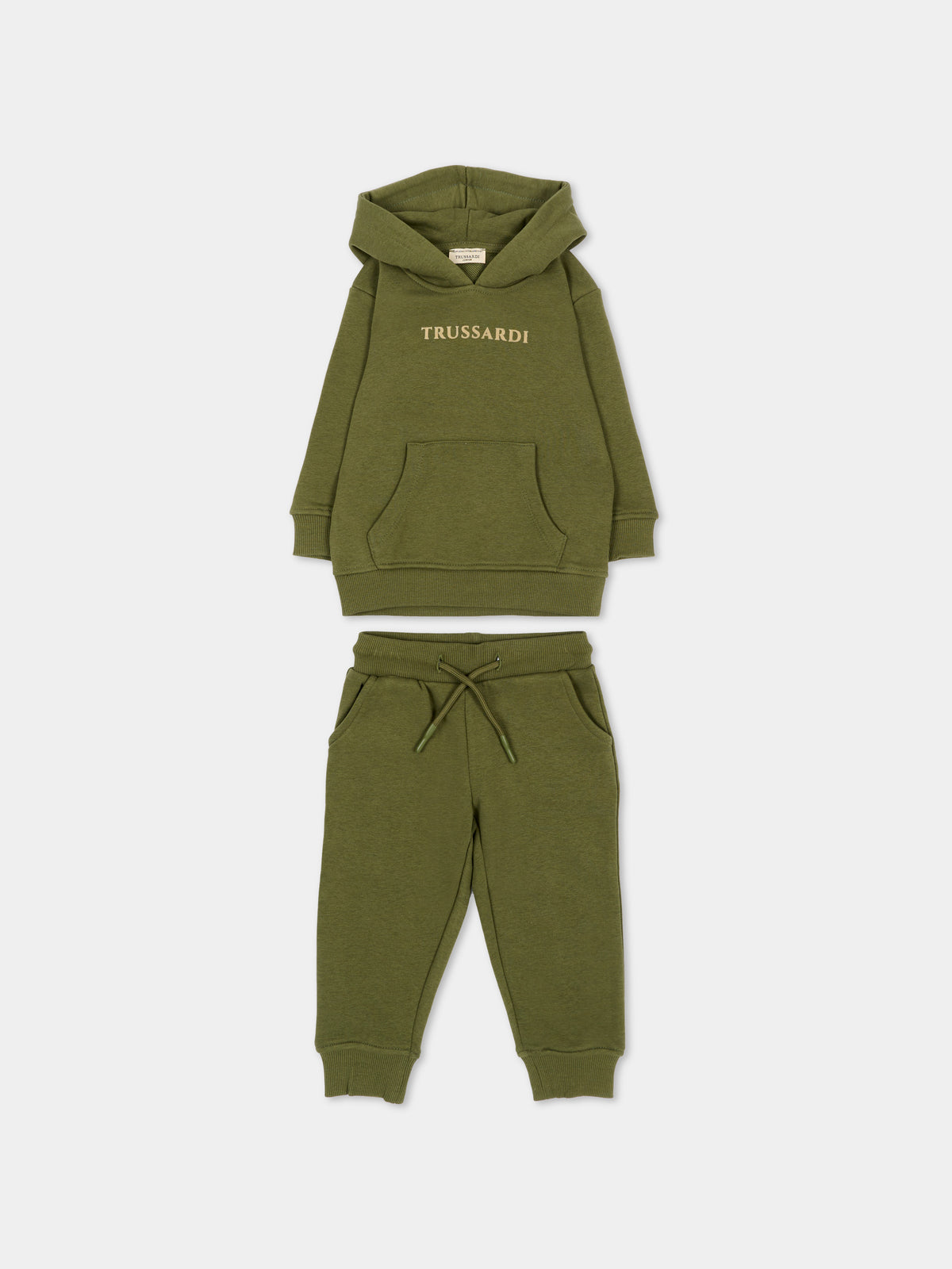 Completo sportivo lungo verde per neonato con logo,Trussardi Junior,TIA26102CF CYPRESS/CY CYPRESS