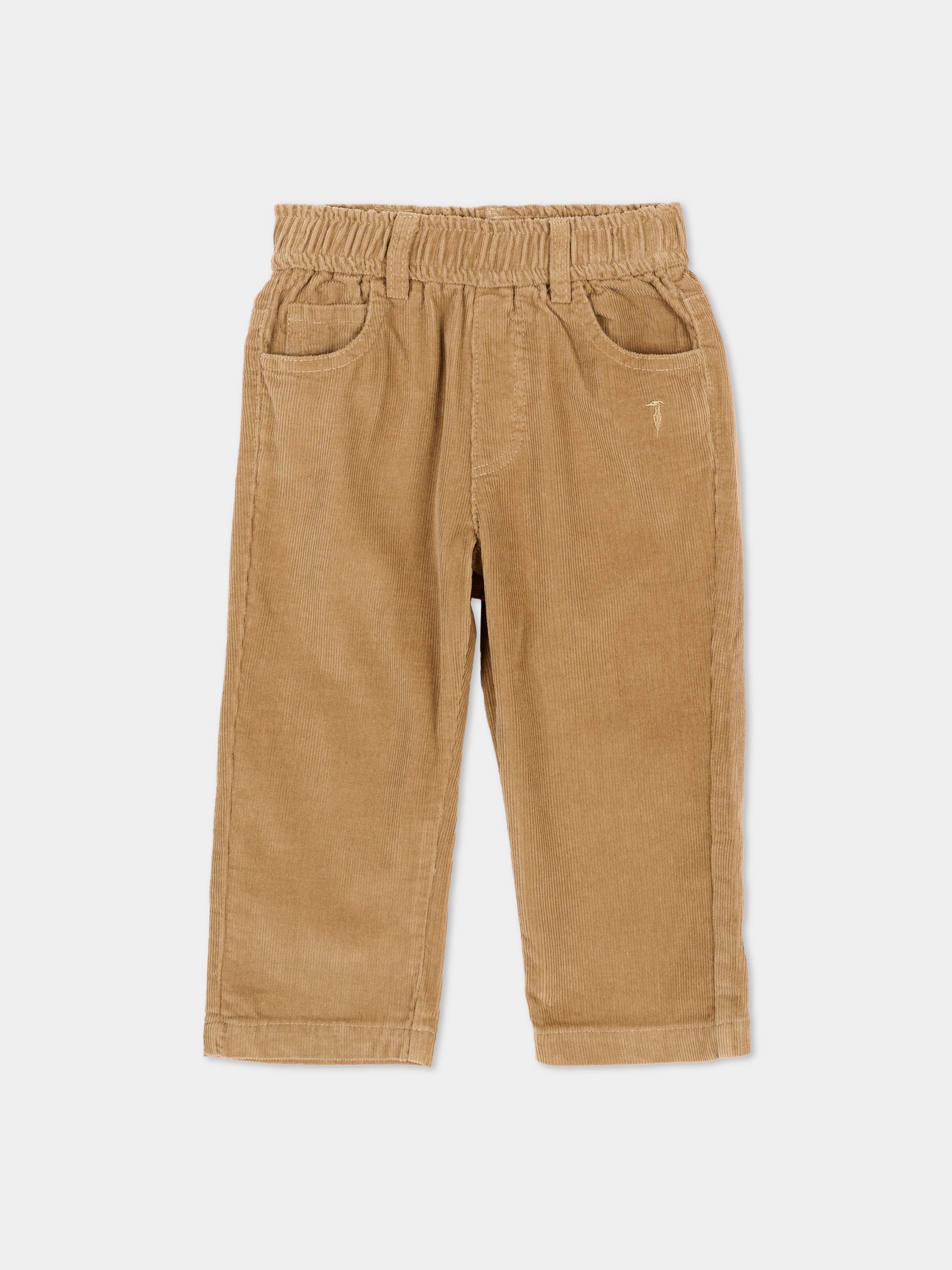 Pantaloni beige per neonato in velluto,Trussardi Junior,TIA26087PA CAMEL CAMEL