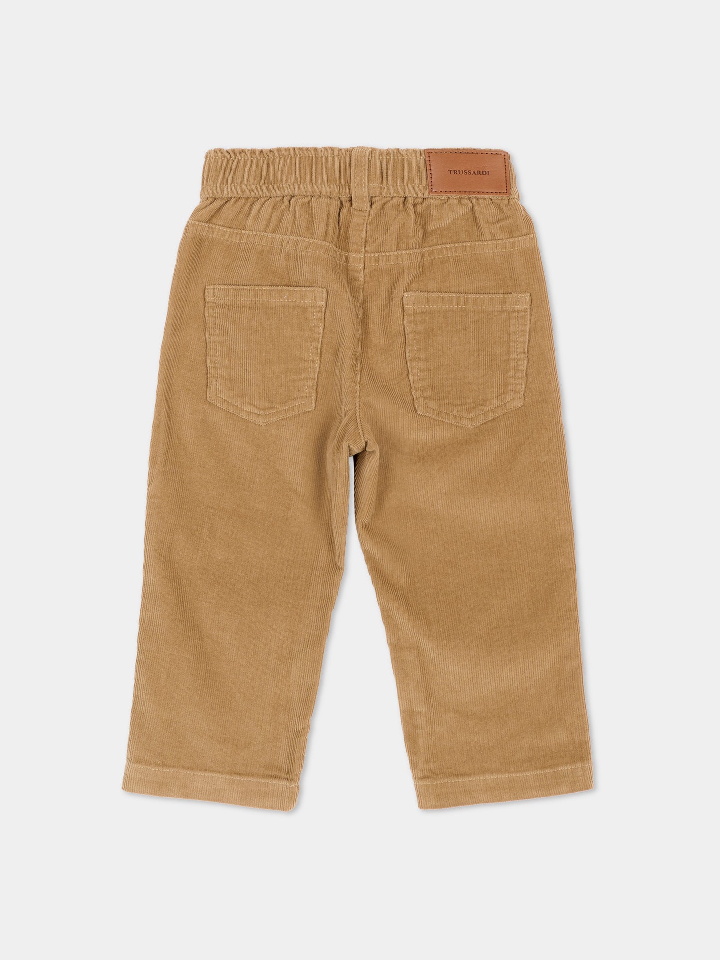 Pantaloni beige per neonato in velluto,Trussardi Junior,TIA26087PA CAMEL CAMEL