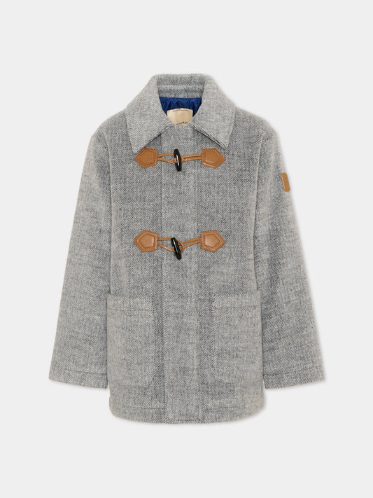 Cappotto grigio per bambino,Trussardi Junior,TIA26047CP GREY_LIG.M GREY LIGHT MELANGE