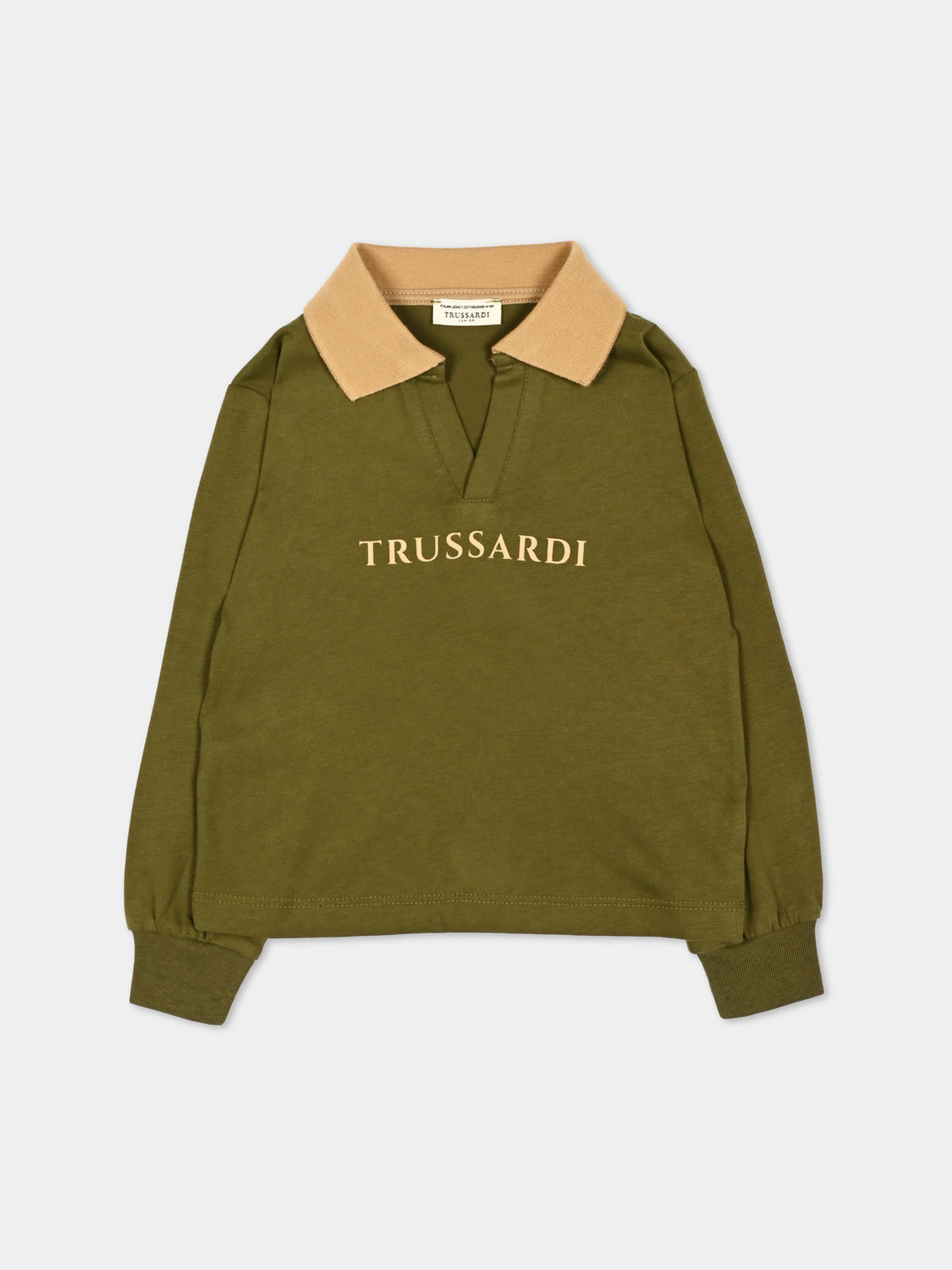 Polo a manica lunga verde per neonato,Trussardi Junior,TIA26101PO CYPRESS/C. CYPRESS