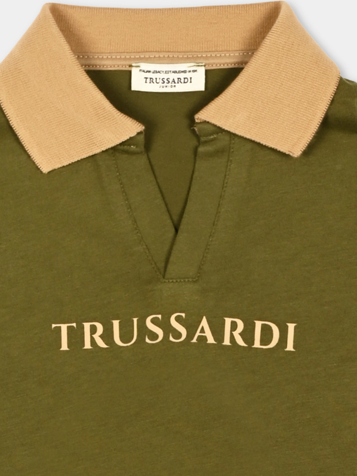 Polo a manica lunga verde per neonato,Trussardi Junior,TIA26101PO CYPRESS/C. CYPRESS