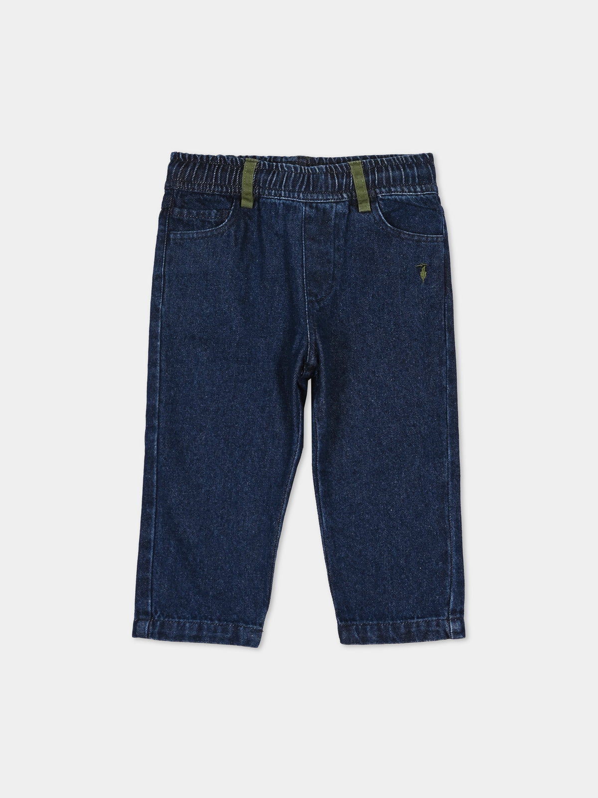 Jeans denim per neonato con levriero,Trussardi Junior,TIA26097JE D.BLUE_MED DENIM BLUE MEDIUM