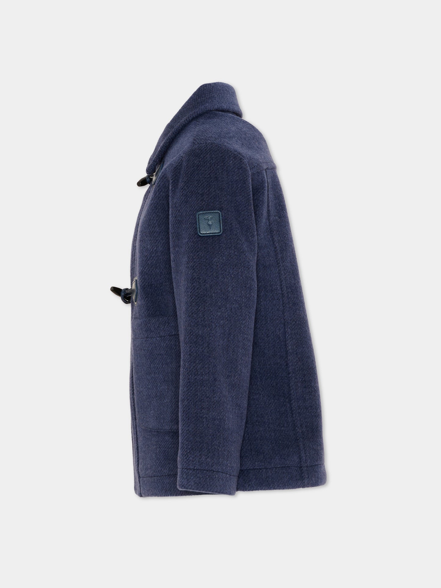 Cappotto blu per bambino con patch logo,Trussardi Junior,TBA26068CP BLUE_NAVAL BLUE NAVAL