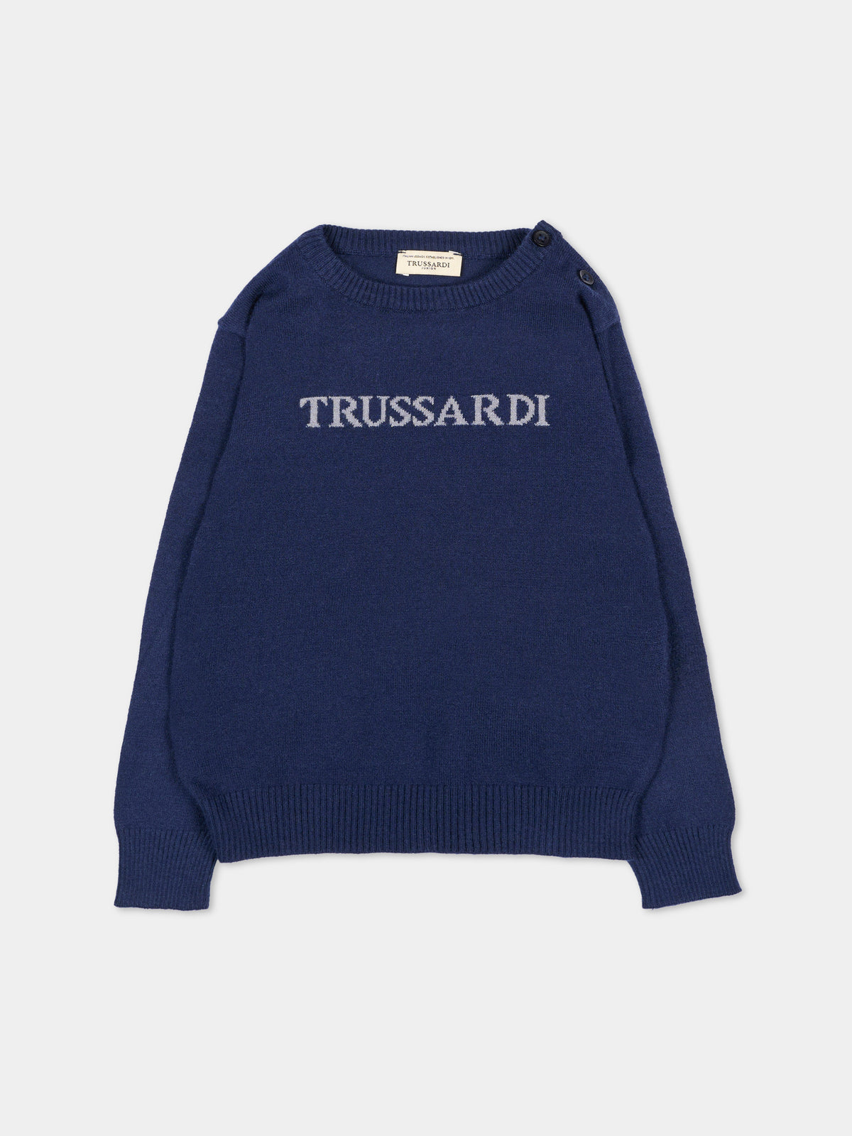 Maglione blu per neonato con logo,Trussardi Junior,TIA26171MA BLUE_NAVAL BLUE NAVAL