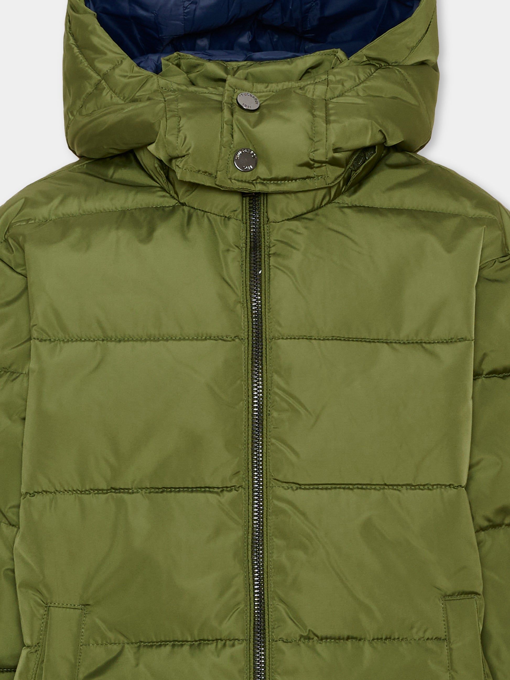 Piumino verde per bambino con cappuccio,Trussardi Junior,TBA26027PI CYPRESS CYPRESS