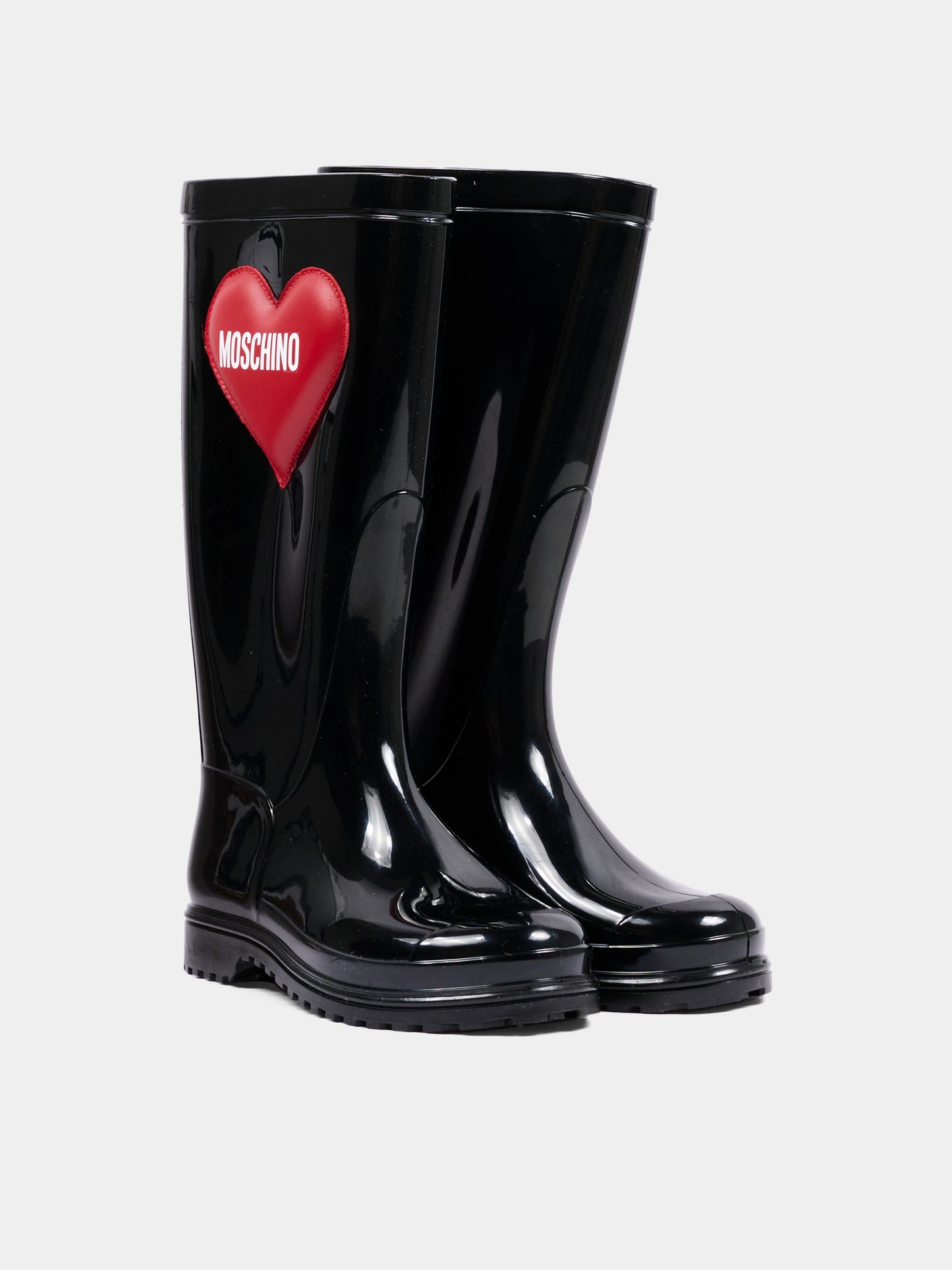 Stivali pioggia neri per bambina con logo,Moschino Kids,84289 VAR1