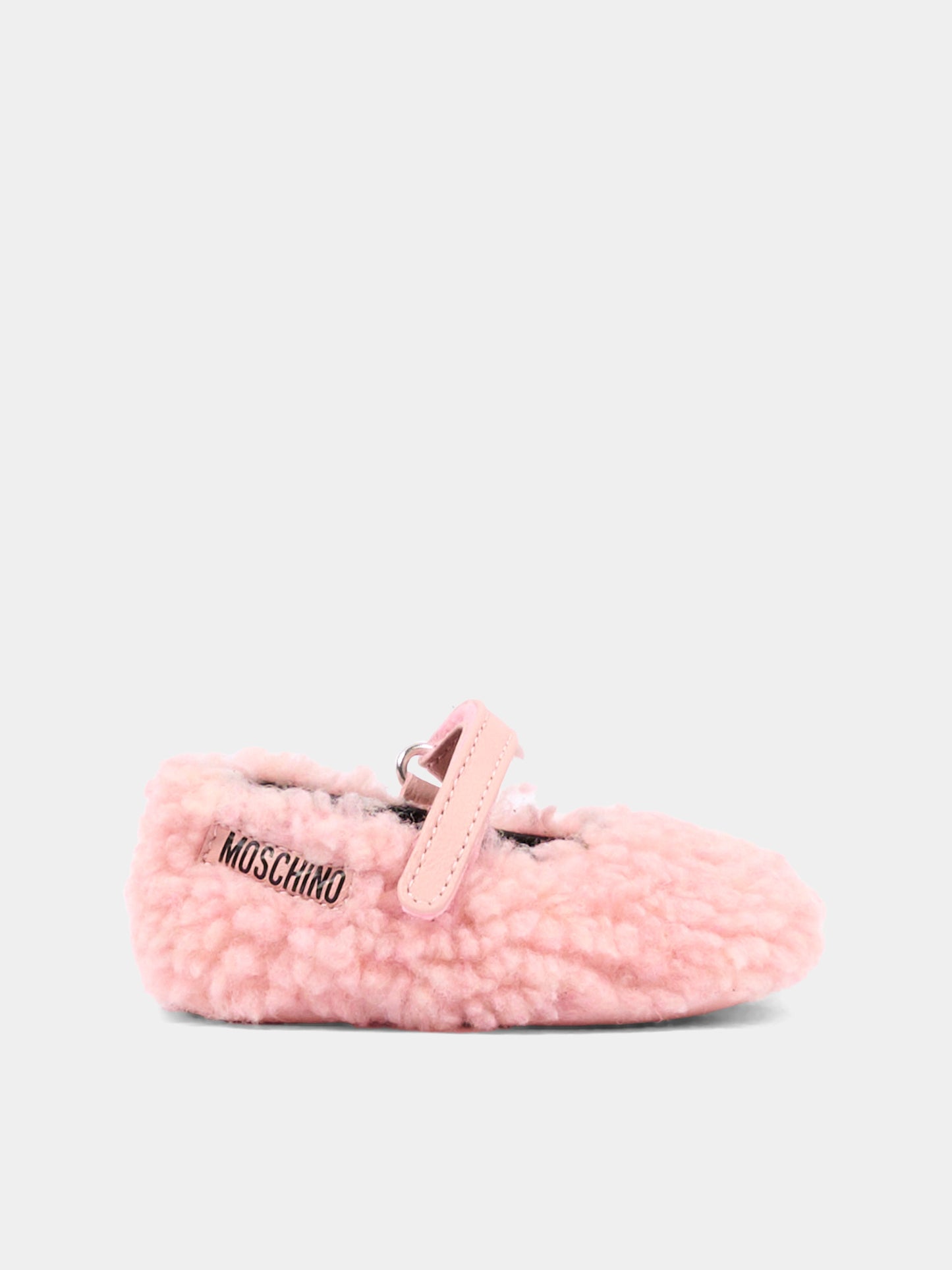 Ballerine rosa per neonata in pelliccia,Moschino Kids,84051 VAR2