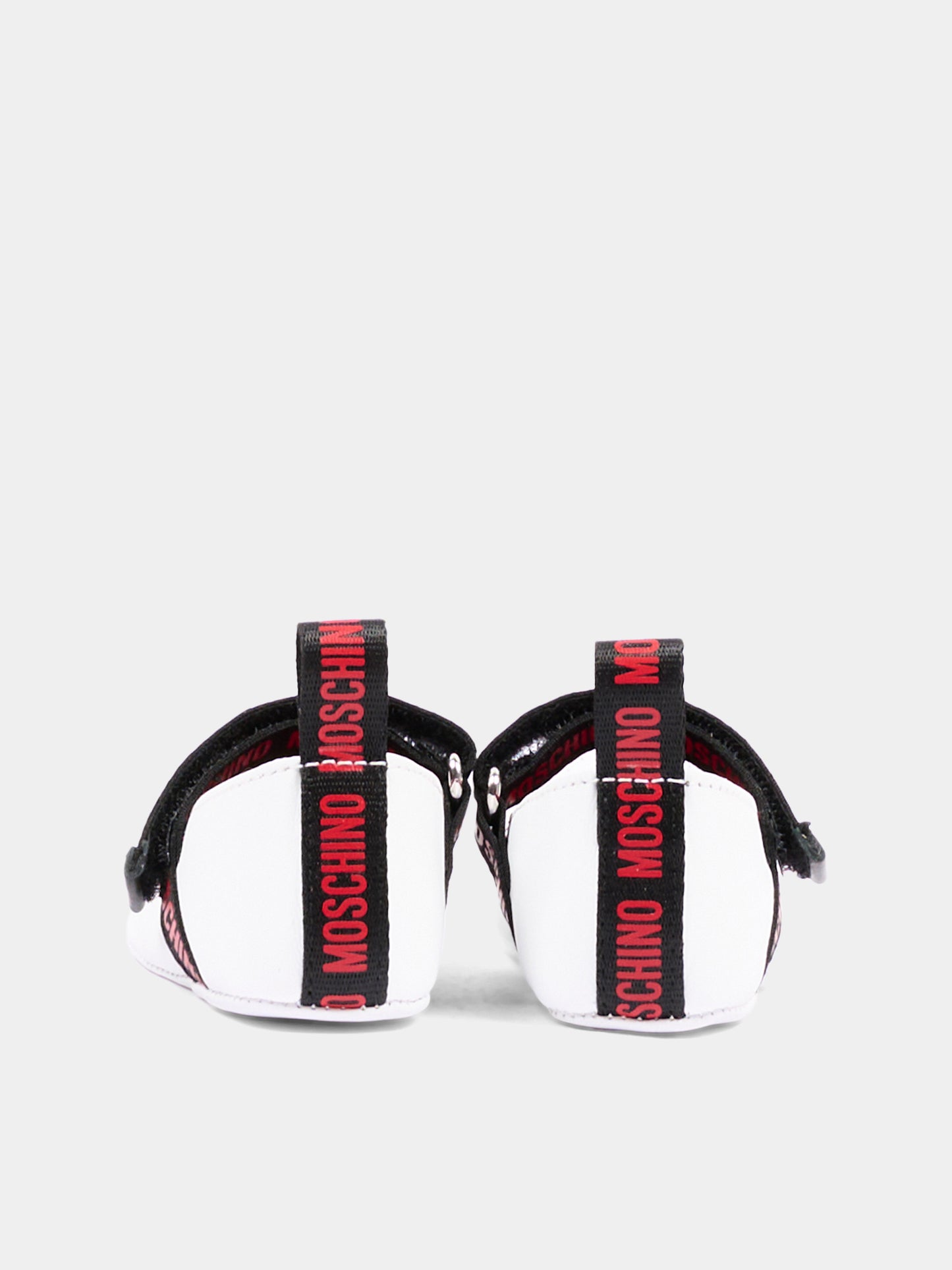 Ballerine bianche per neonata con cuore,Moschino Kids,84052 VAR1