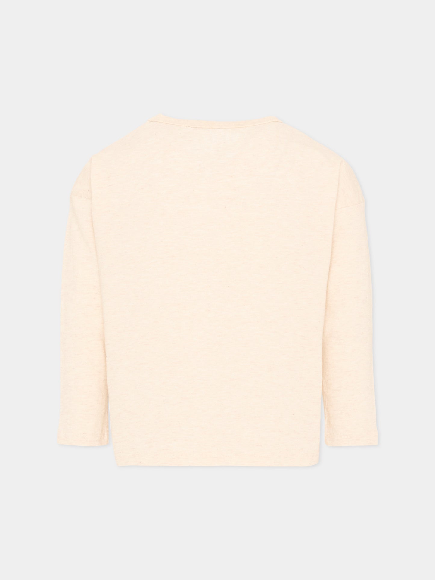 T-shirt a manica lunga beige per bambino con stampa,Bobo Choses,B226AC012