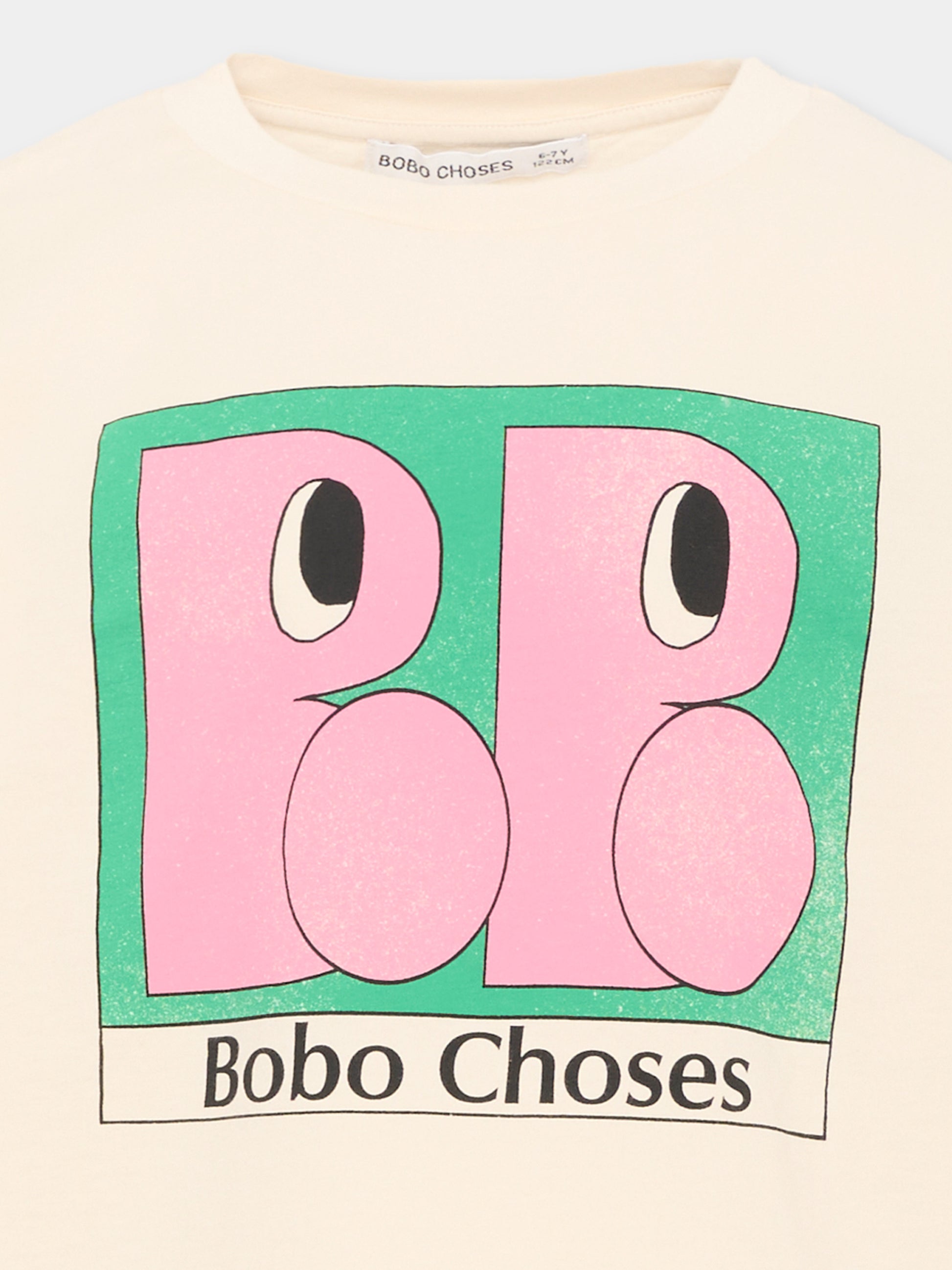 T-Shirt avorio per bambina con logo,Bobo Choses,B226AC017