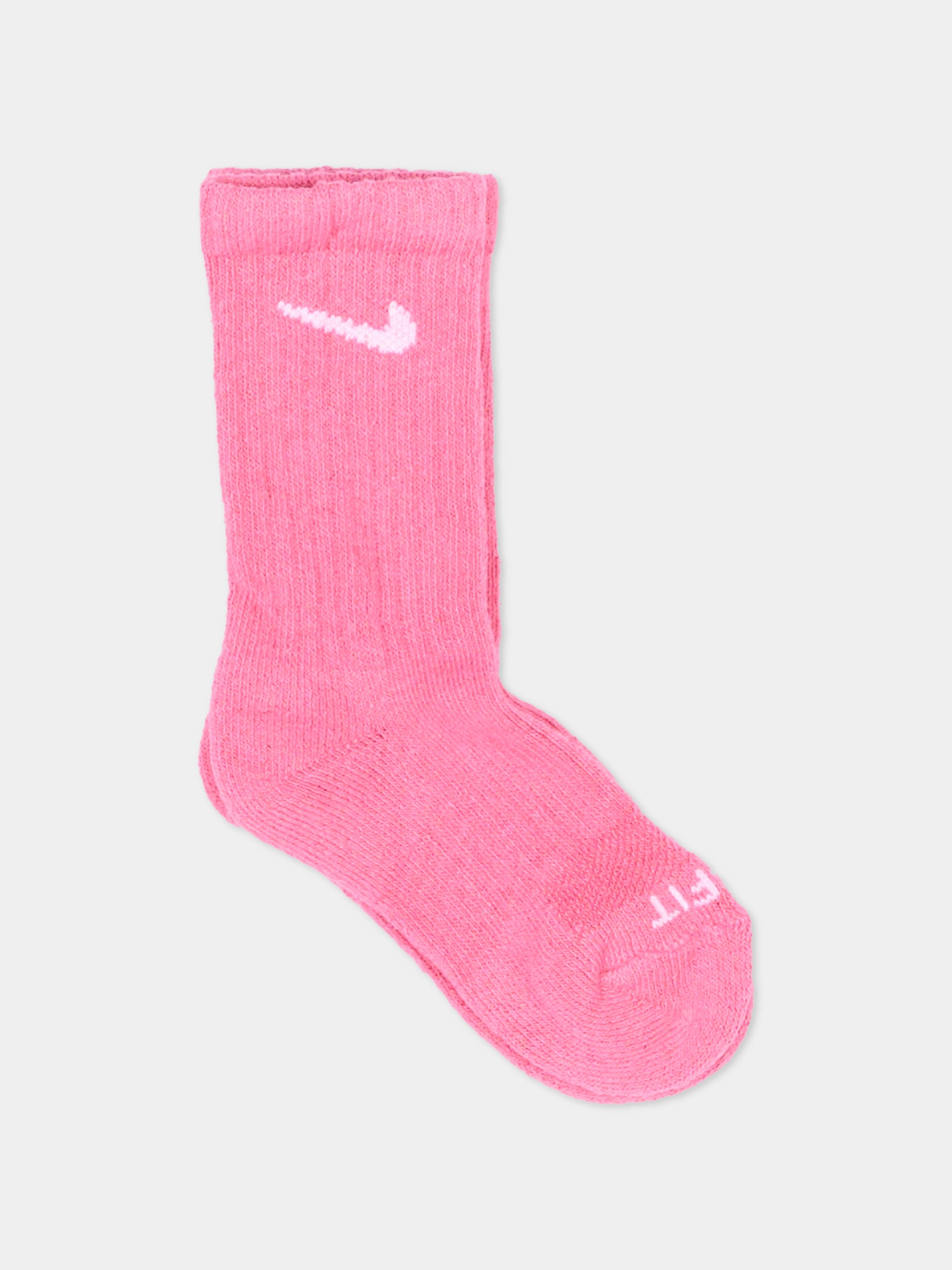 Calza spugna rosa per bambina con logo,Nike,UN0019 V12/RN0019 V12