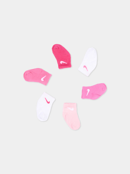 Calza spugna rosa per neonata con logo,Nike,NN0641 V12