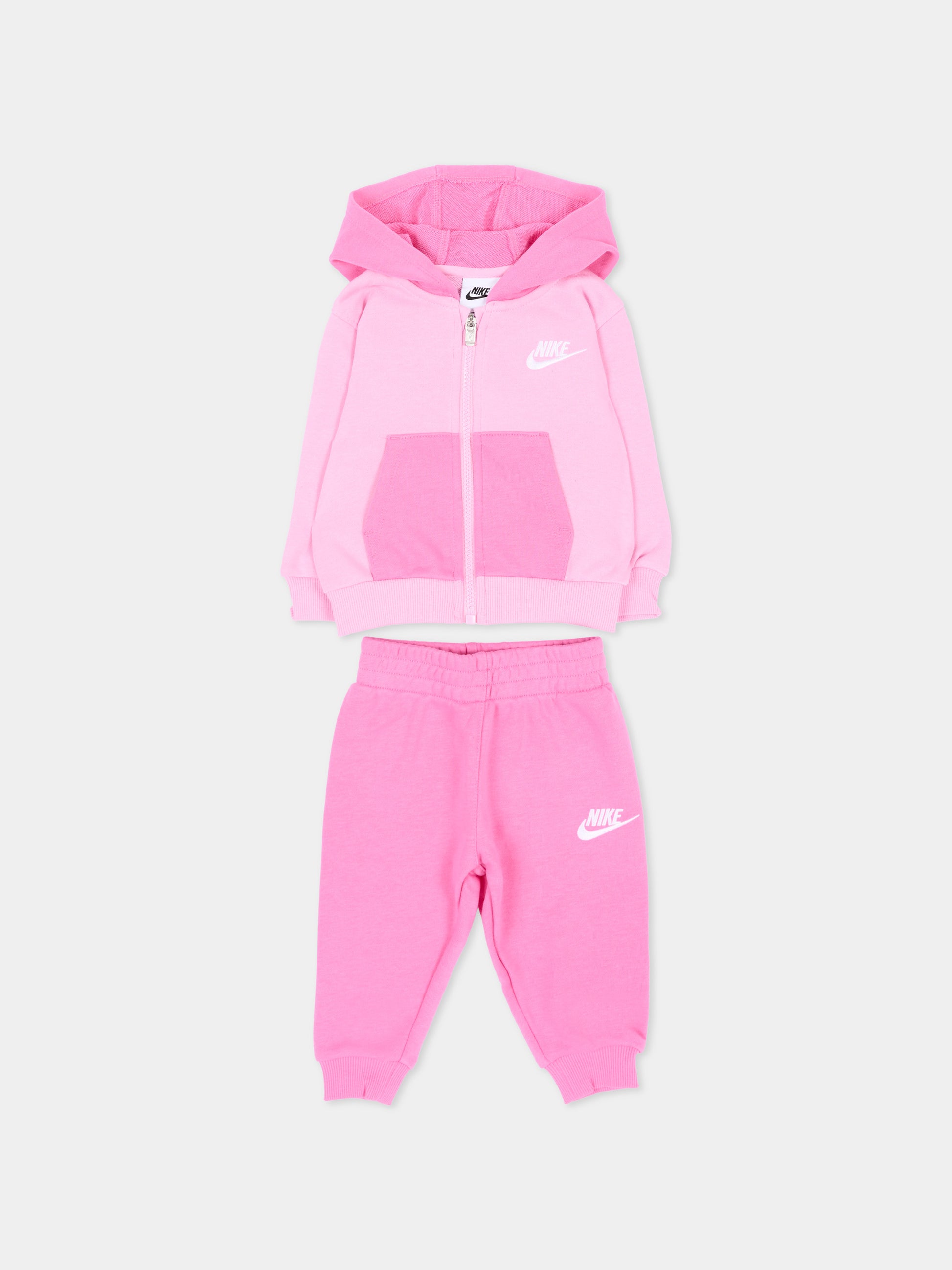Completo sportivo lungo rosa con logo per neonata,Nike,66P282 AFN
