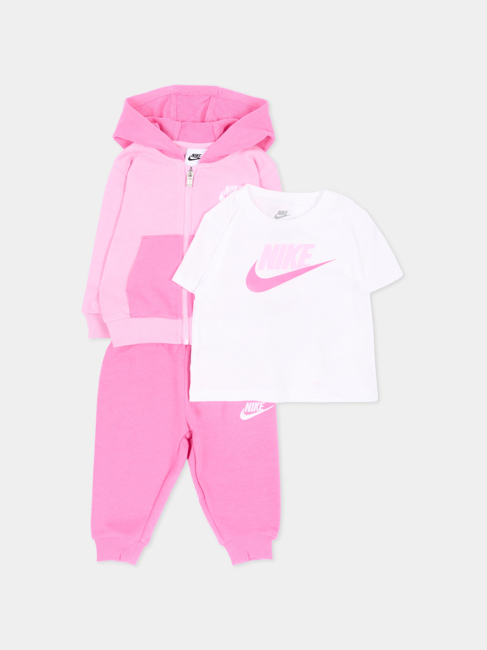 Completo sportivo lungo rosa con logo per neonata,Nike,66P282 AFN