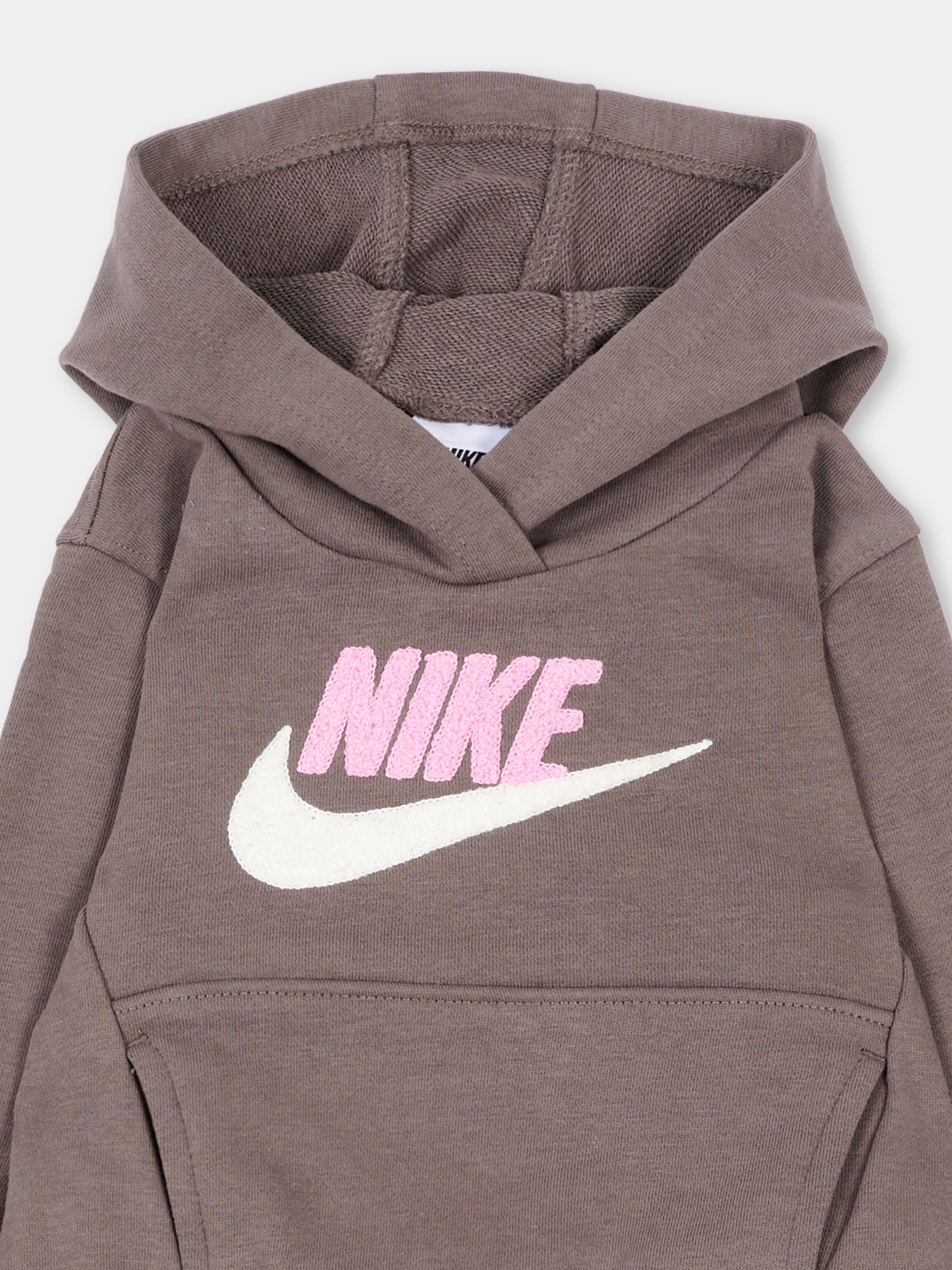 Completo sportivo lungo tortora logo per neonata,Nike,66N385 K0P