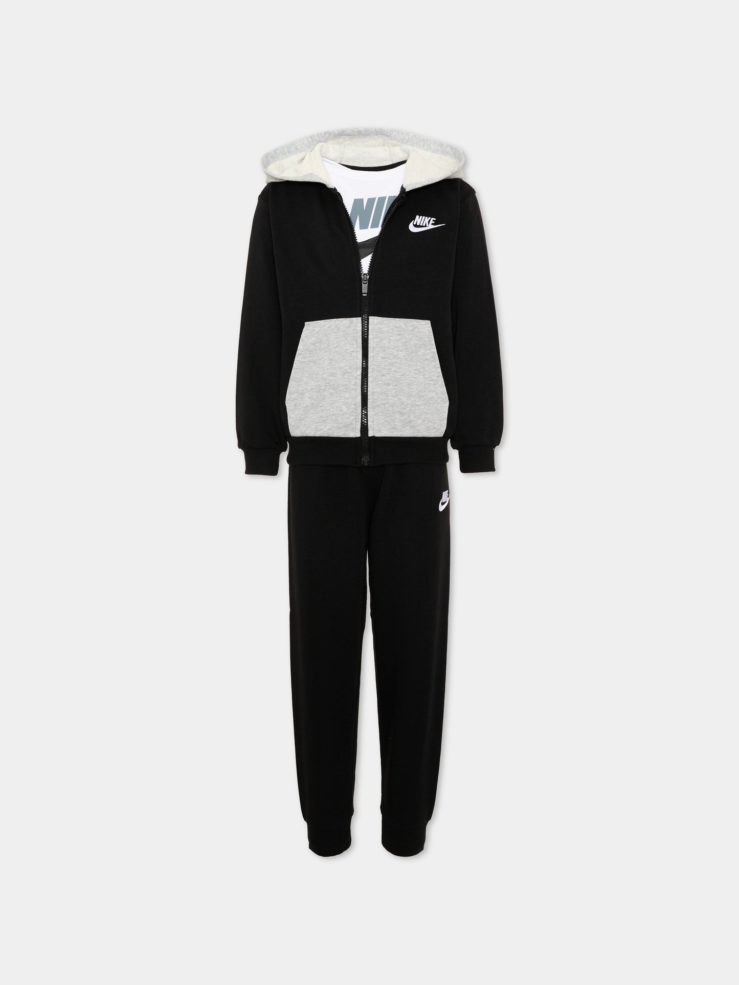 Completo sportivo lungo nero con logo per bambini,Nike,86P282 023