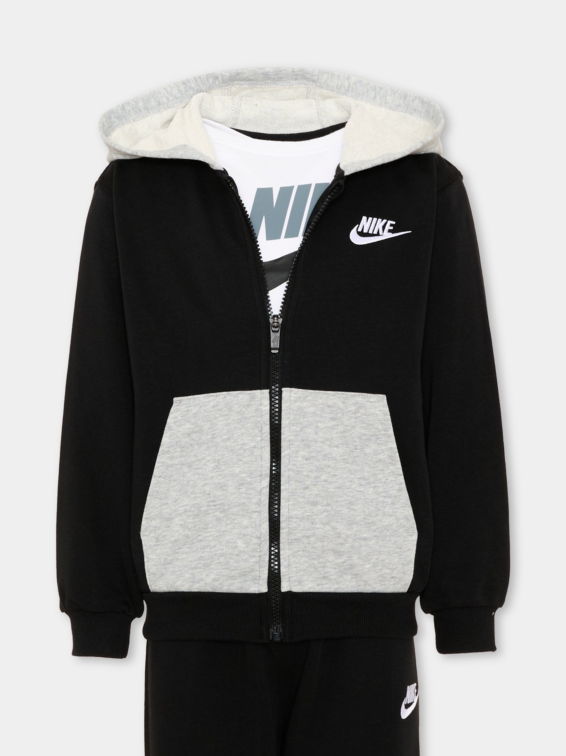 Completo sportivo lungo nero con logo per bambini,Nike,86P282 023