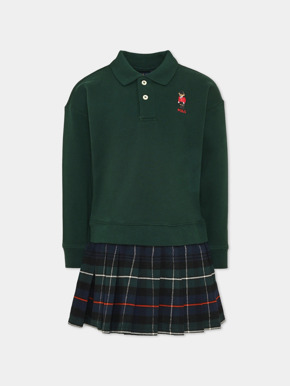 Vestito a manica lunga verde per bambina,Ralph Lauren Kids,B28479001