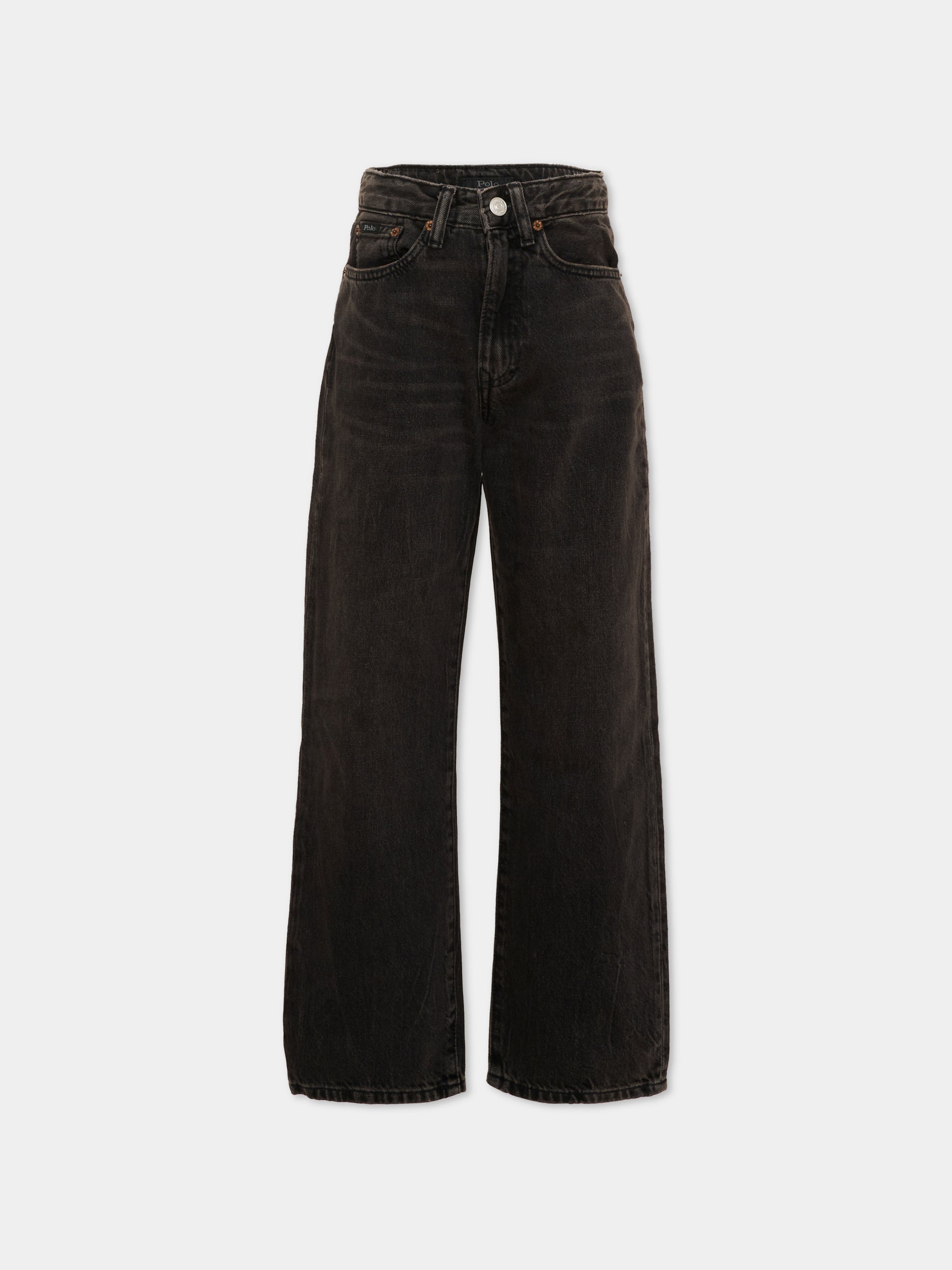 Jeans nero per bambino con patch logo,Ralph Lauren Kids,917224001