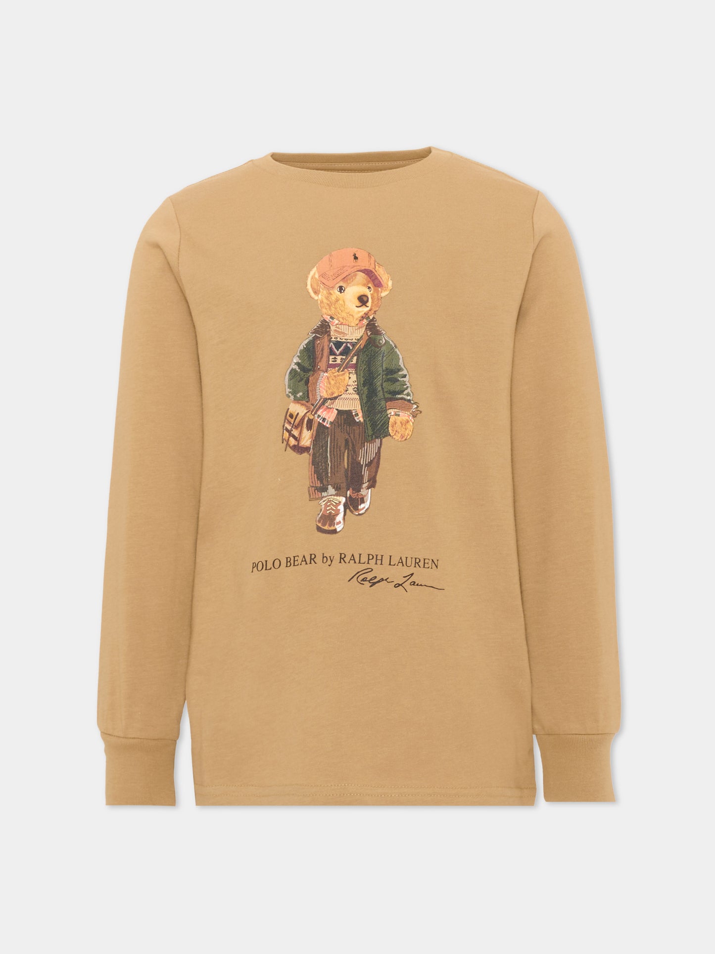 T-shirt a manica lunga beige Polo Bear per bambini,Ralph Lauren Kids,B27277001