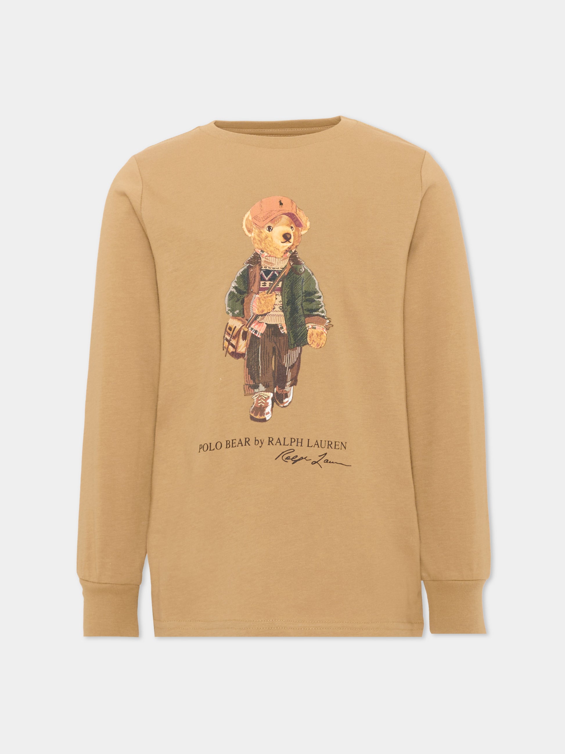T-shirt a manica lunga beige Polo Bear per bambini,Ralph Lauren Kids,B27277001