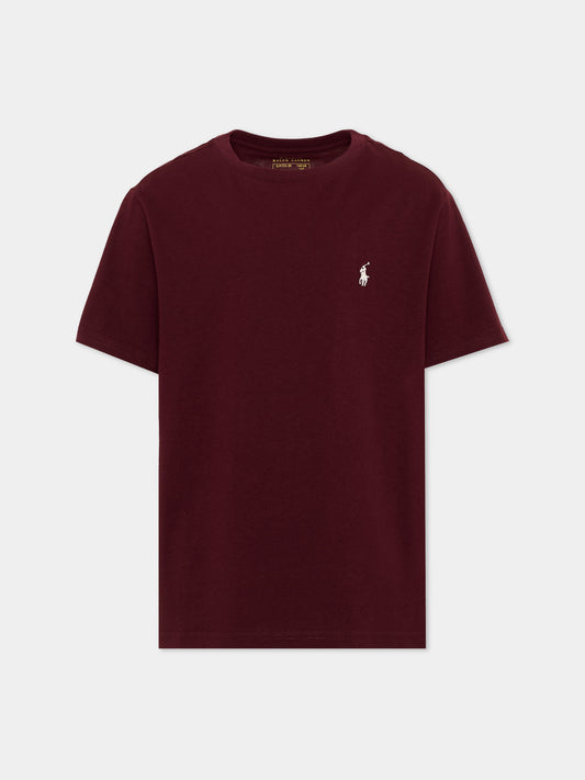 T-Shirt bordeaux per bambini con Pony,Ralph Lauren Kids,832904513