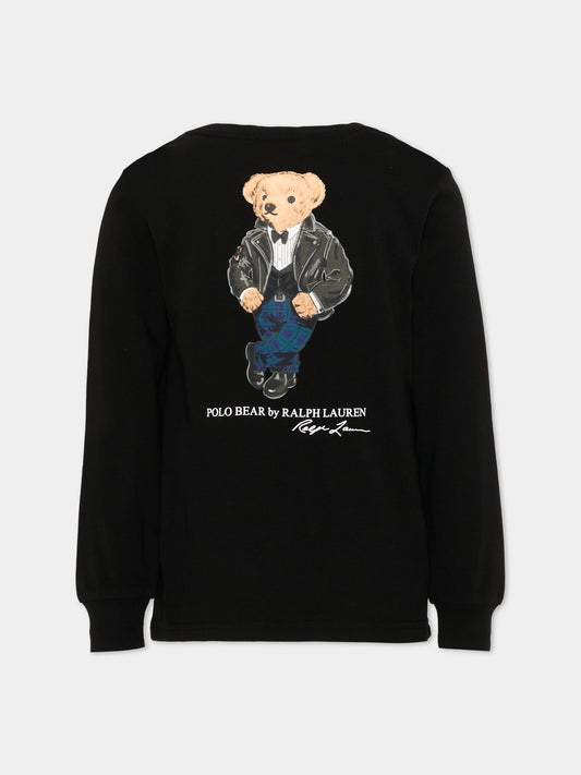 T-shirt a manica lunga nera Polo Bear per bambino,Ralph Lauren Kids,B29159001