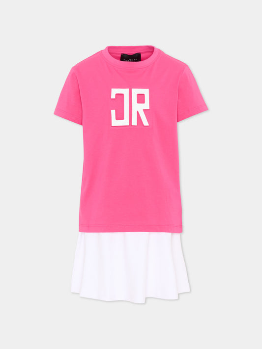 Completo sportivo fucsia per bambina con logo,Richmond,RGP26005CJ FUCHS.P/WH