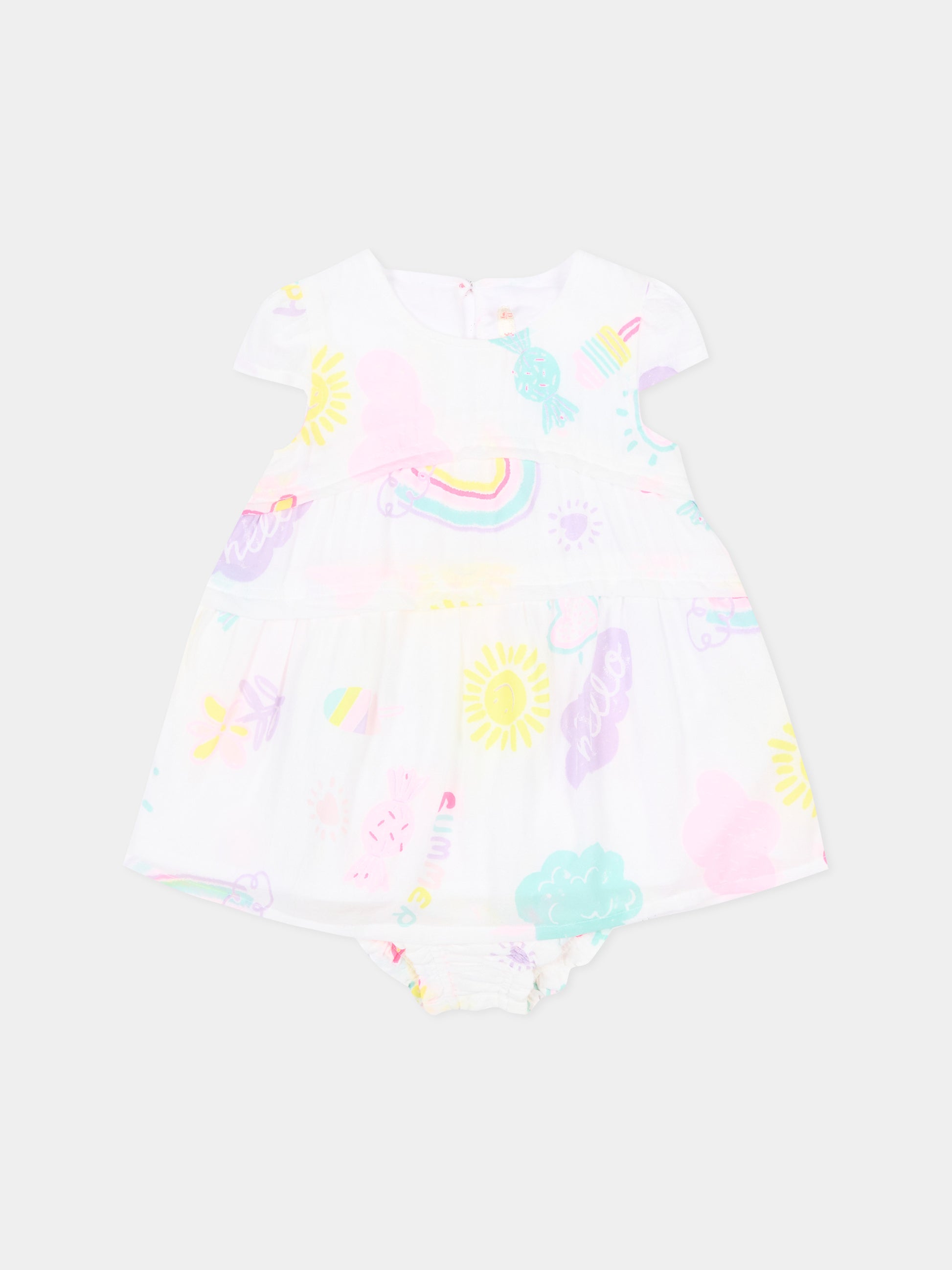 Vestito bianco per neonata con fantasia,Billieblush,U20816 10P