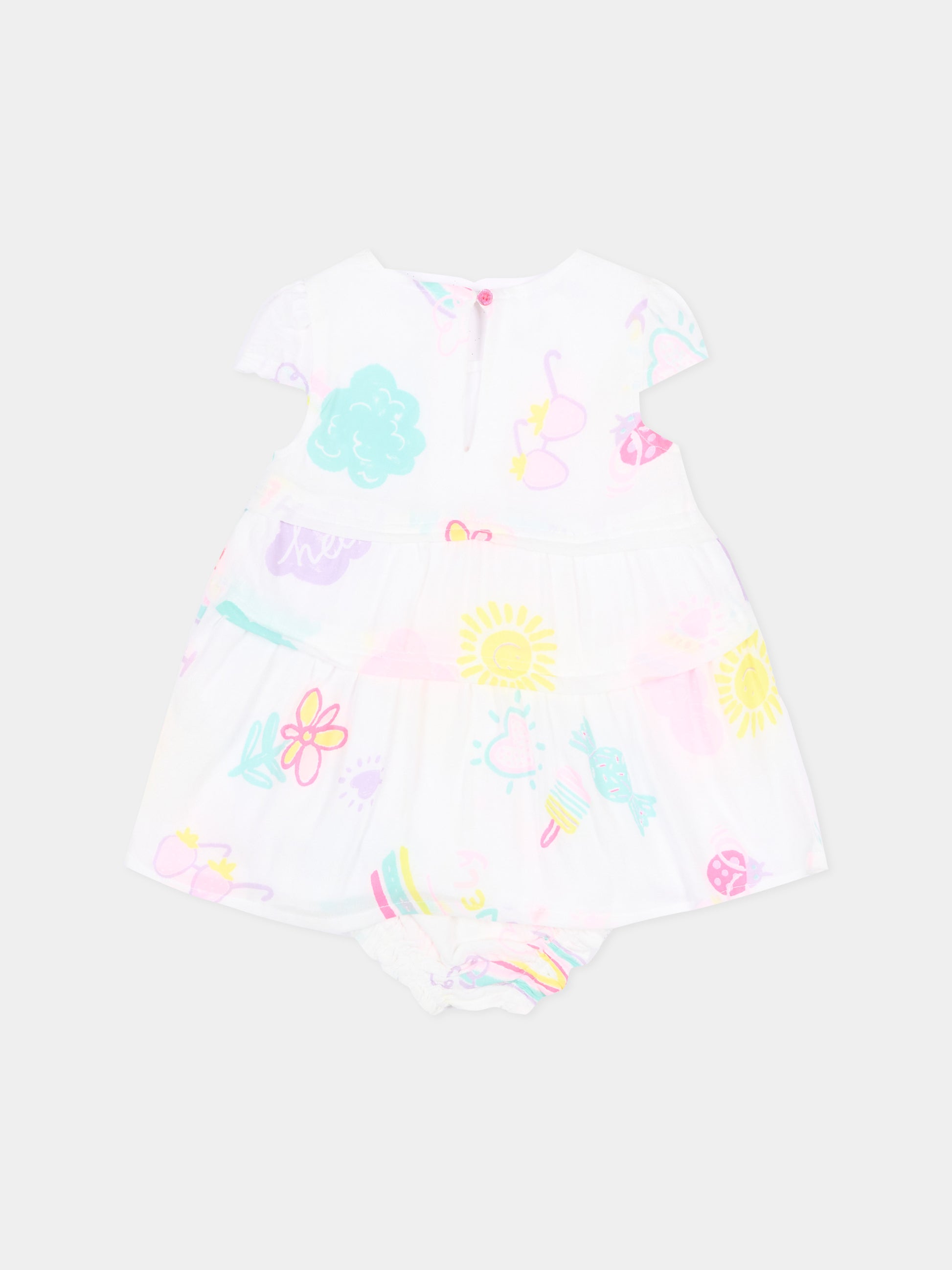 Vestito bianco per neonata con fantasia,Billieblush,U20816 10P