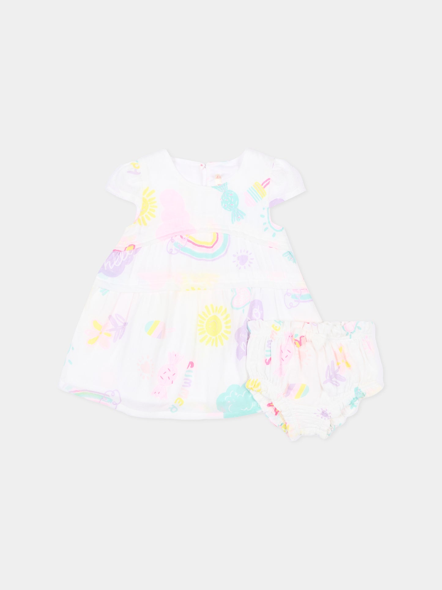 Vestito bianco per neonata con fantasia,Billieblush,U20816 10P