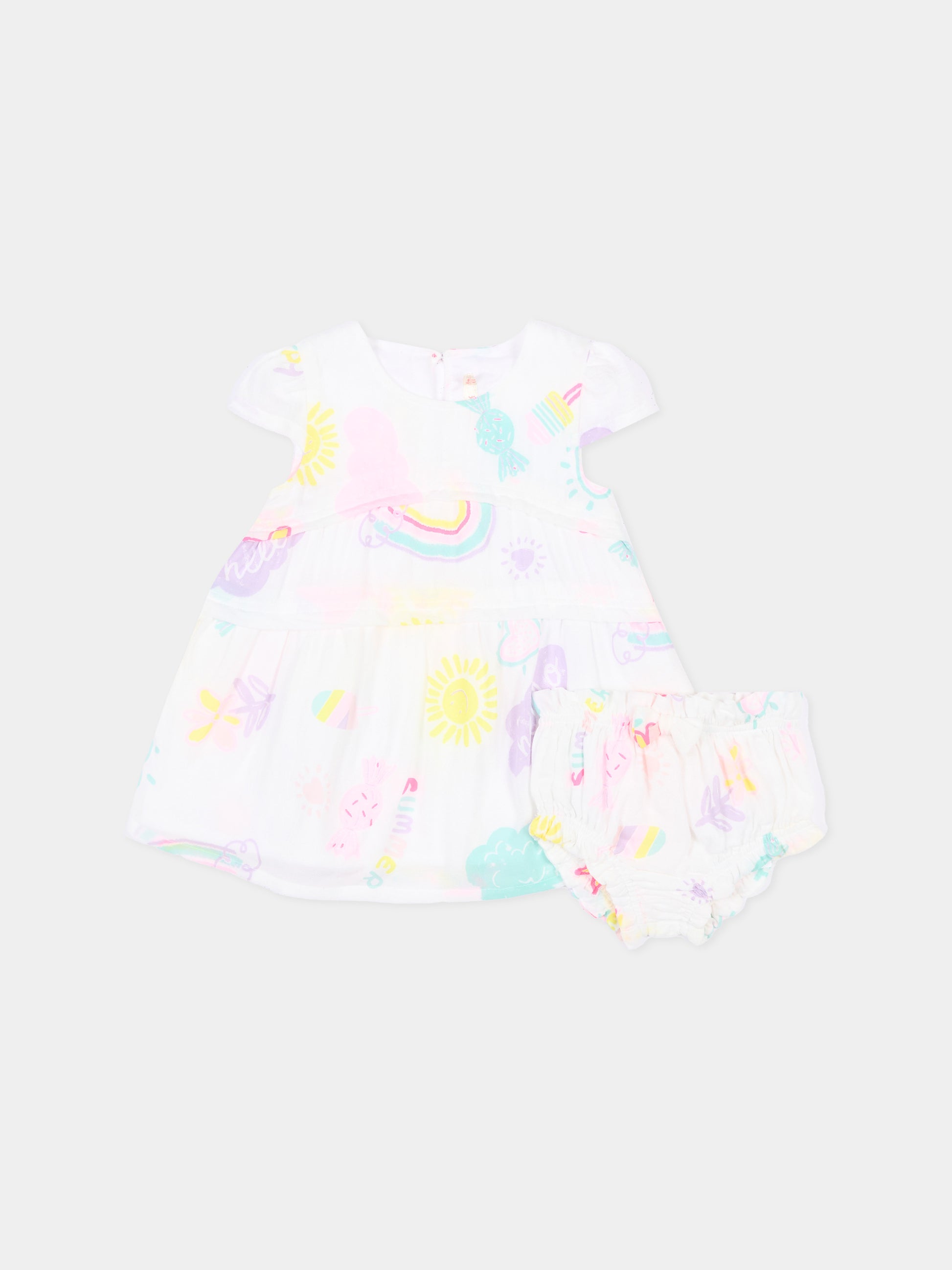 Vestito bianco per neonata con fantasia,Billieblush,U20816 10P