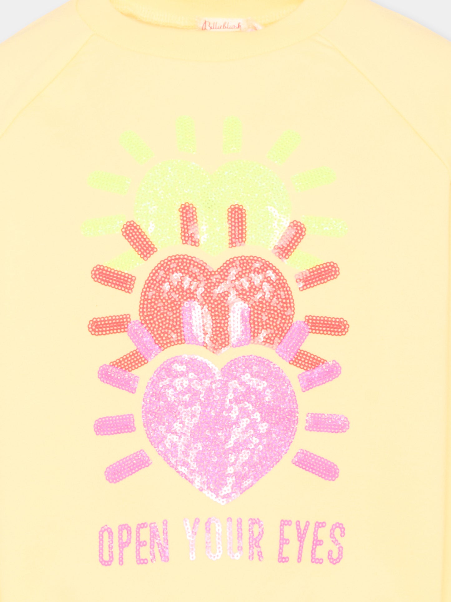 Felpa gialla per bambina con cuori,Billieblush,U20880 531