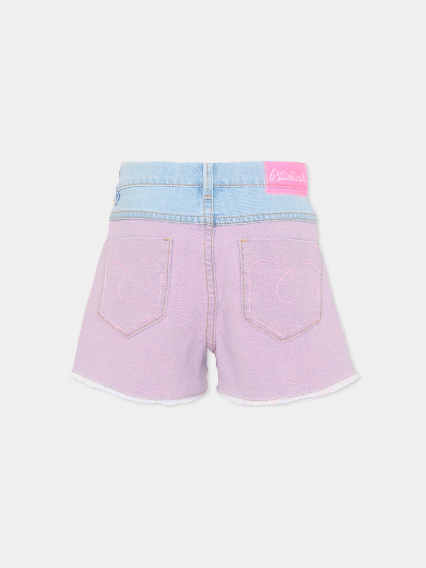 Shorts denim per bambina con scritta,Billieblush,U20895 Z13