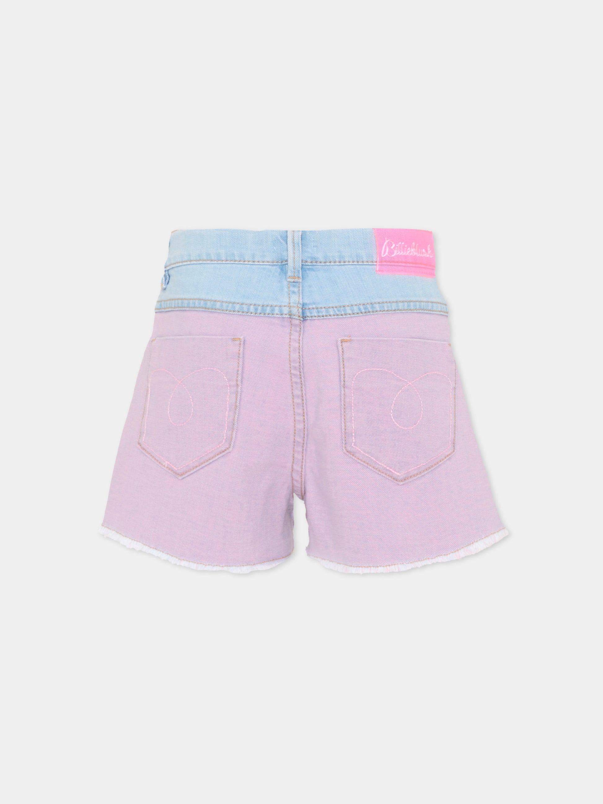 Shorts denim per bambina con scritta,Billieblush,U20895 Z13