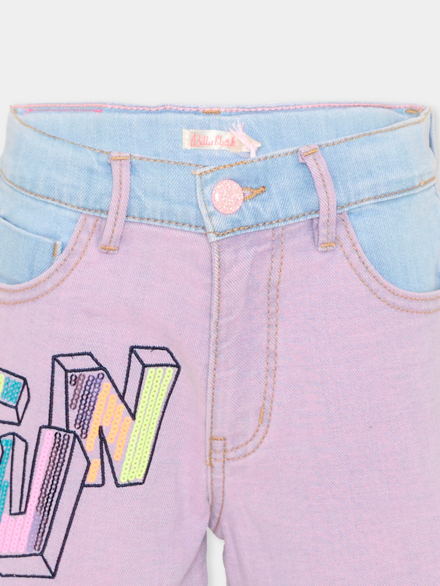 Shorts denim per bambina con scritta,Billieblush,U20895 Z13