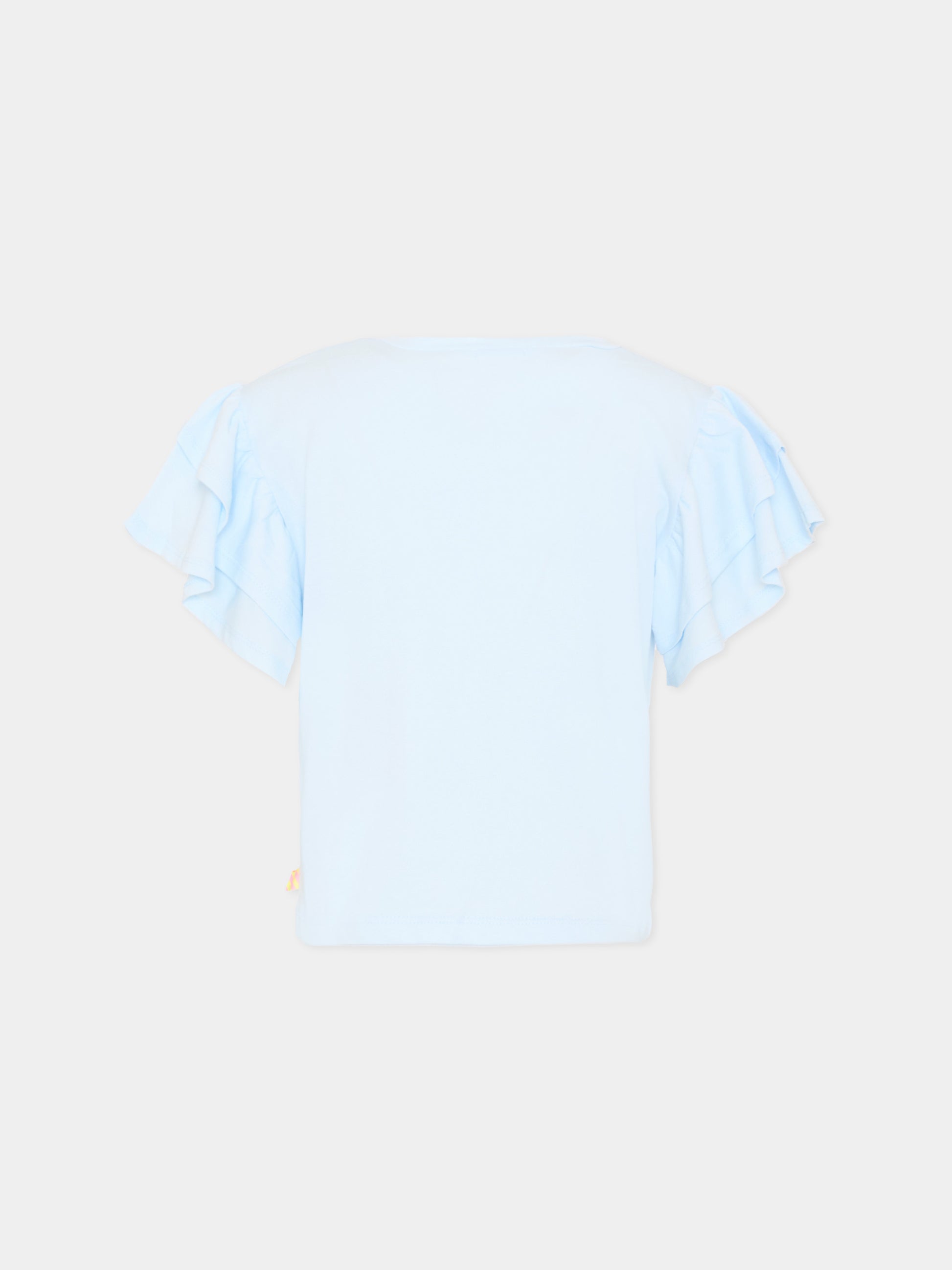 T-shirt azzurra per bambina con slogan,Billieblush,U20928 76F