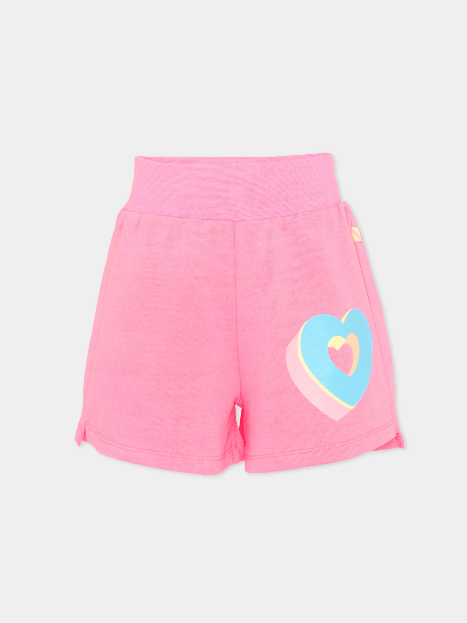 Shorts rosa per bambina con cuori,Billieblush,U21044 47A