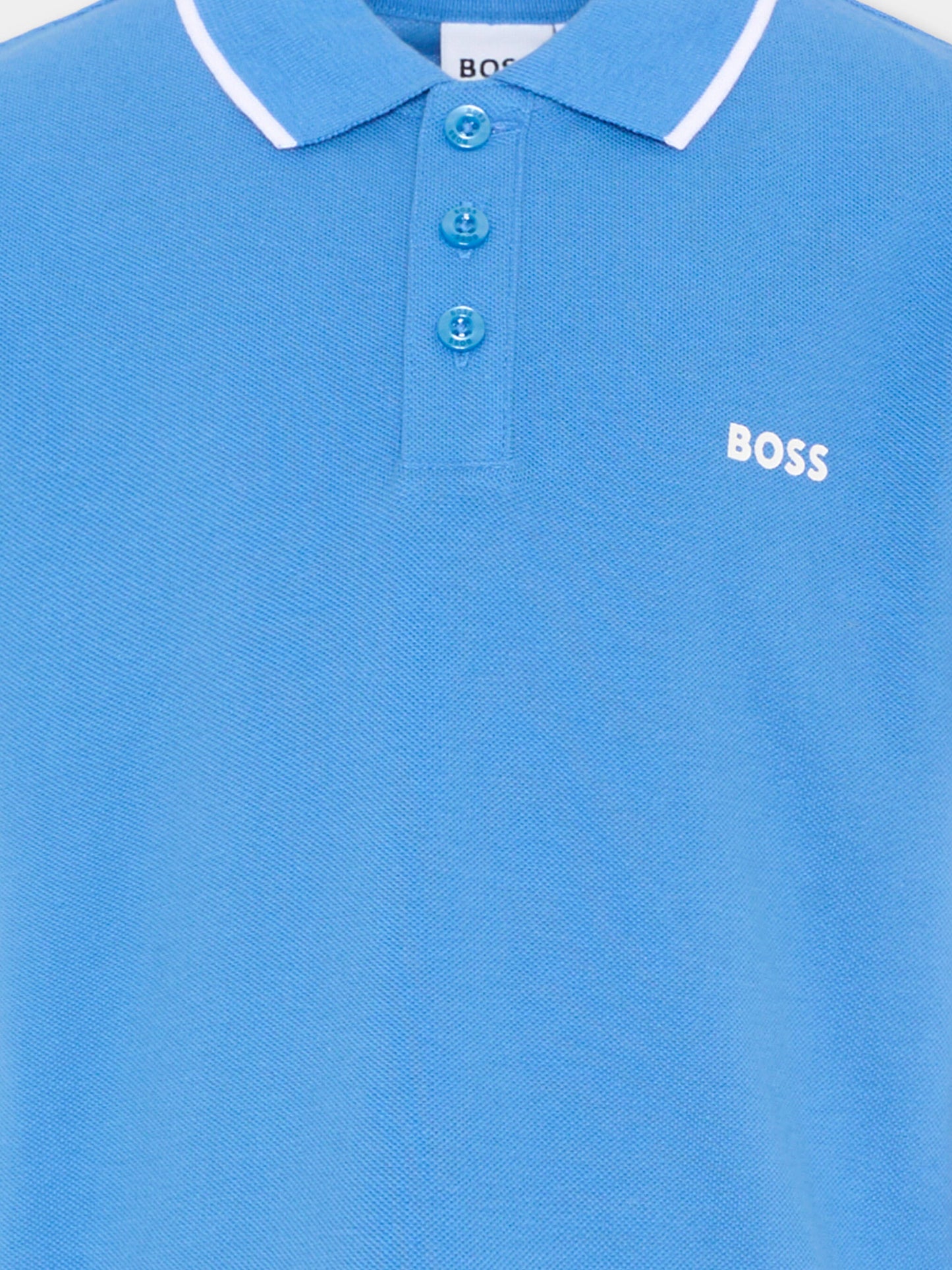 Polo azzurra per bambino con logo,Boss,J52011 84B