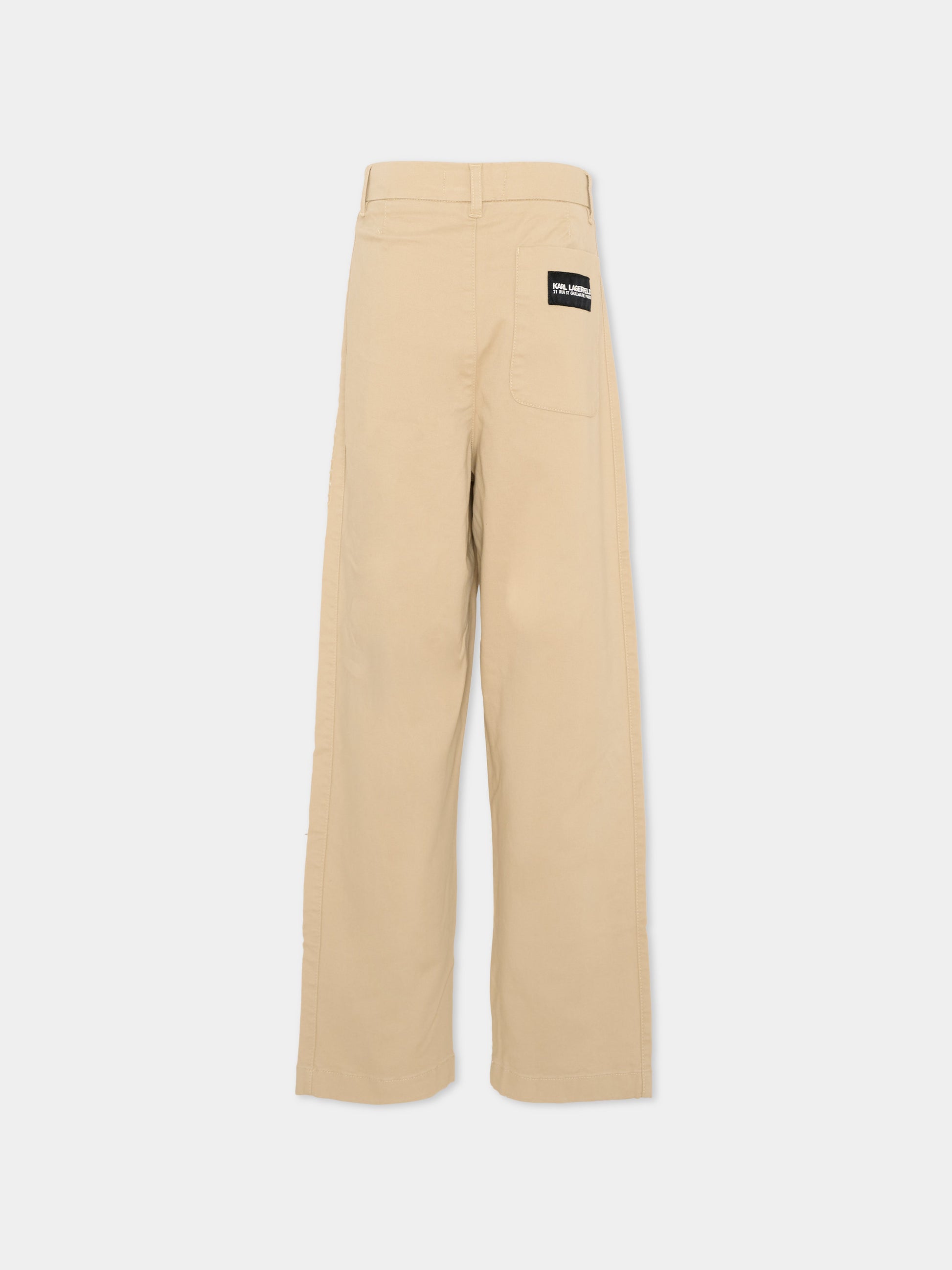 Pantaloni beige per bambino con logo,Karl Lagerfeld Kids,Z30422 296