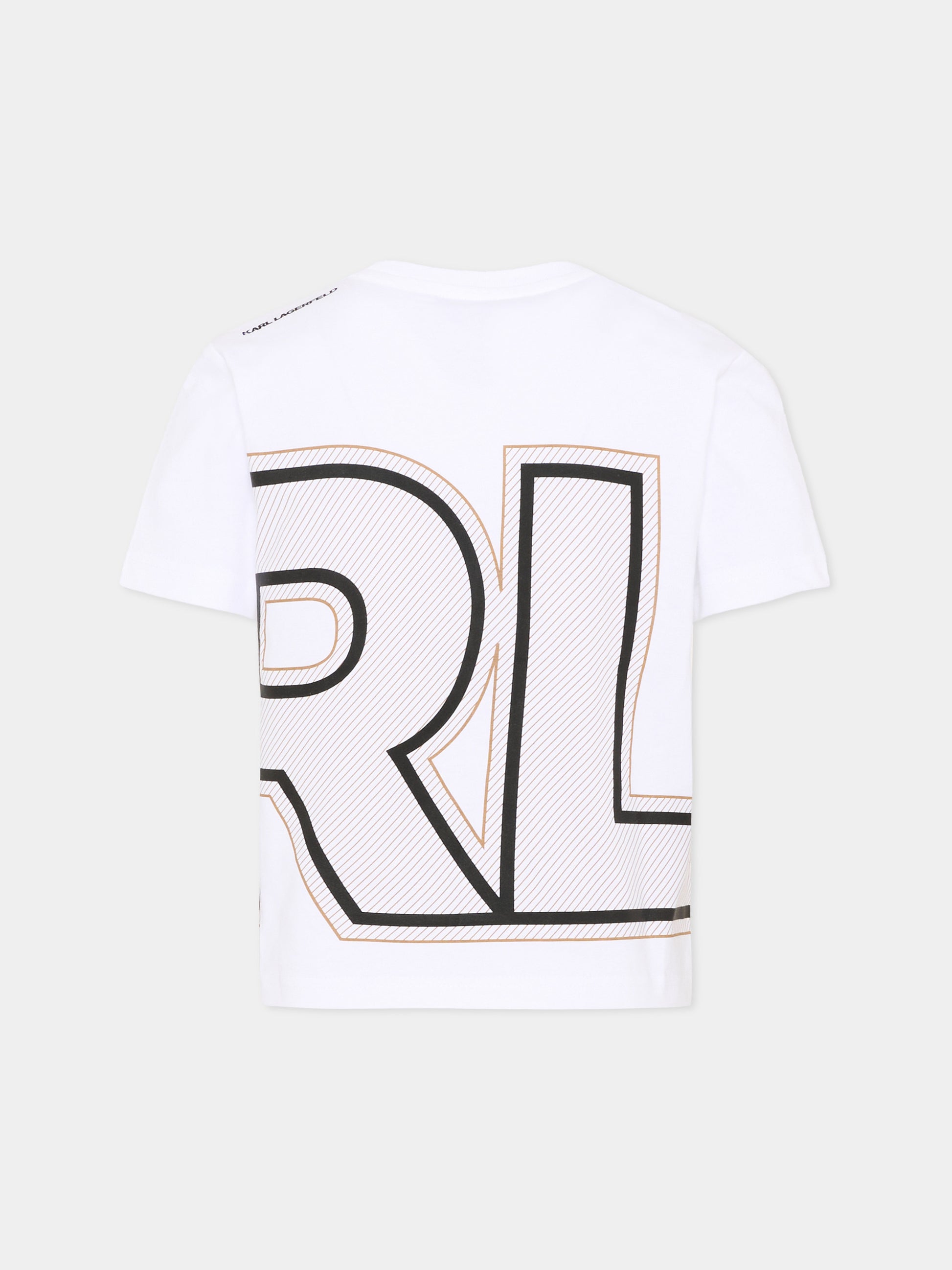 T-Shirt bianca per bambino con logo,Karl Lagerfeld Kids,Z30432 10P